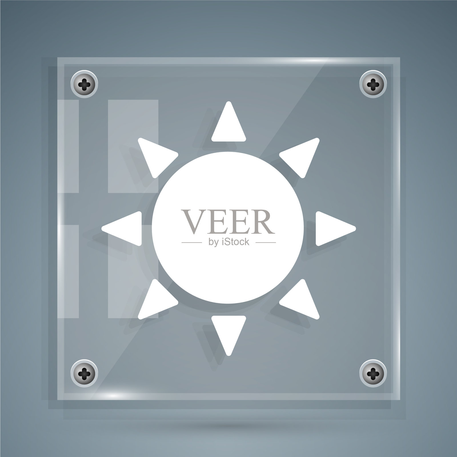 白色的太阳图标孤立在灰色的背景夏天图标素材