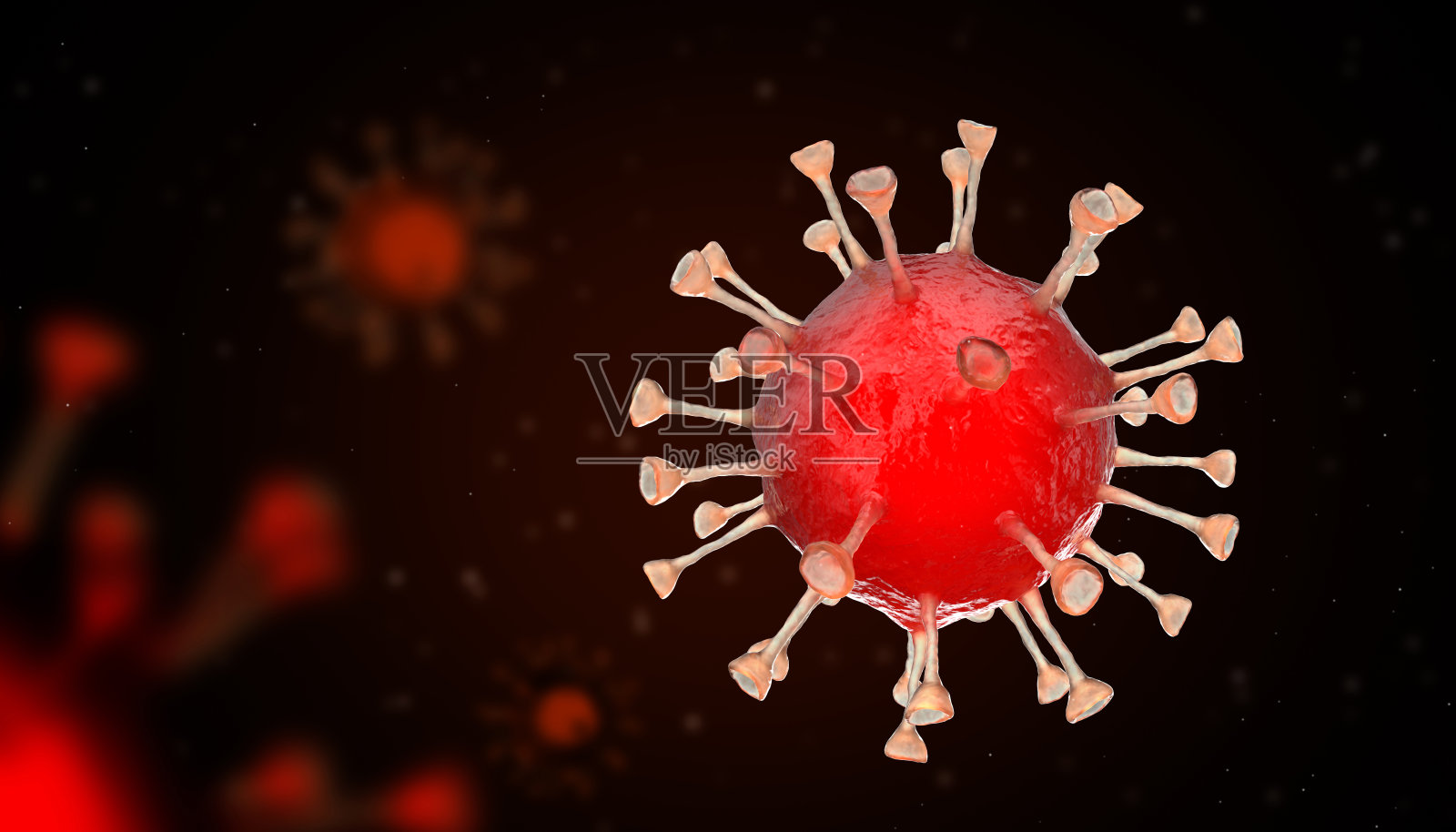 病毒细菌3D渲染。甲型H1N1流感。冠状病毒新型冠状病毒肺炎2019 - ncov照片摄影图片