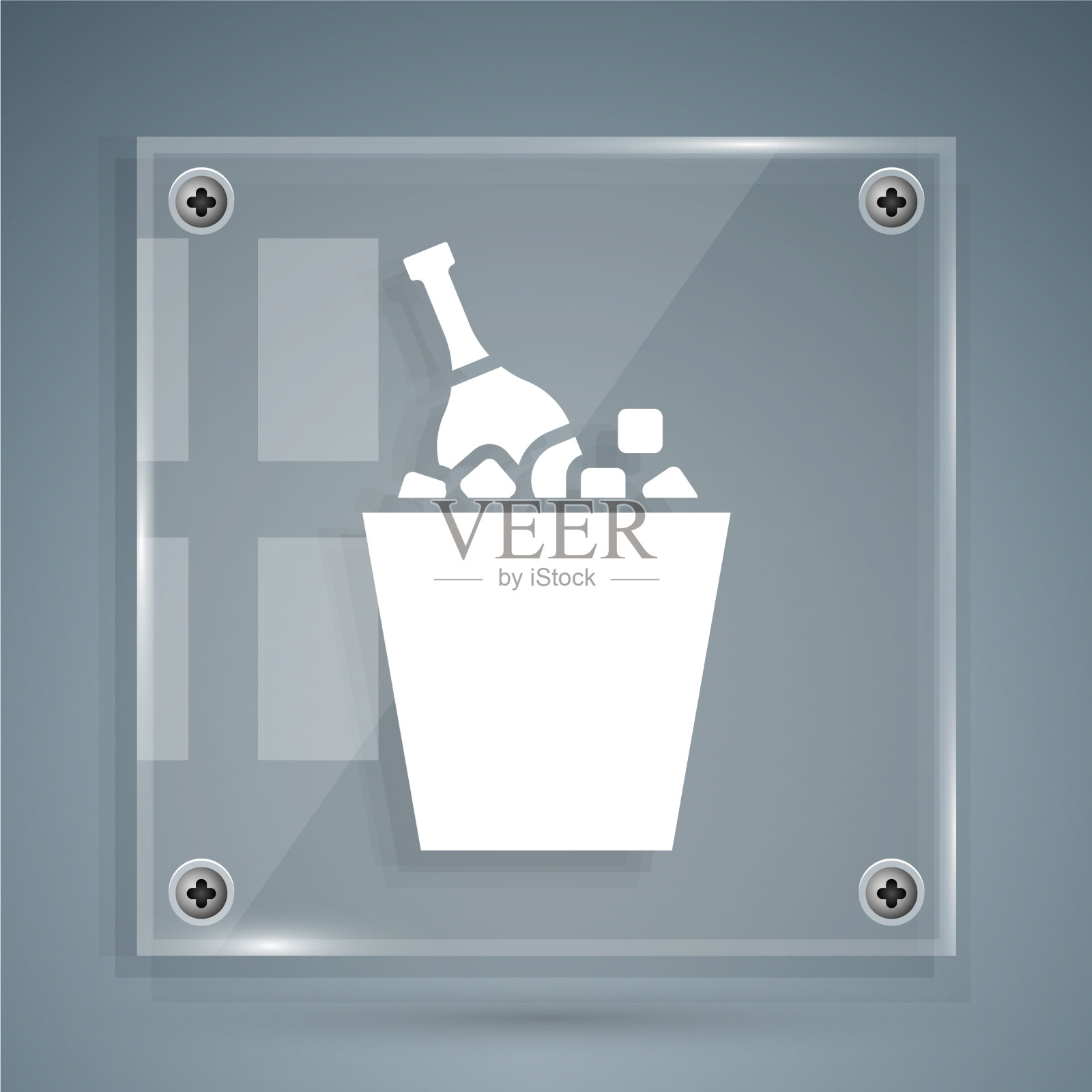 冰桶图案的白瓶香槟图标素材