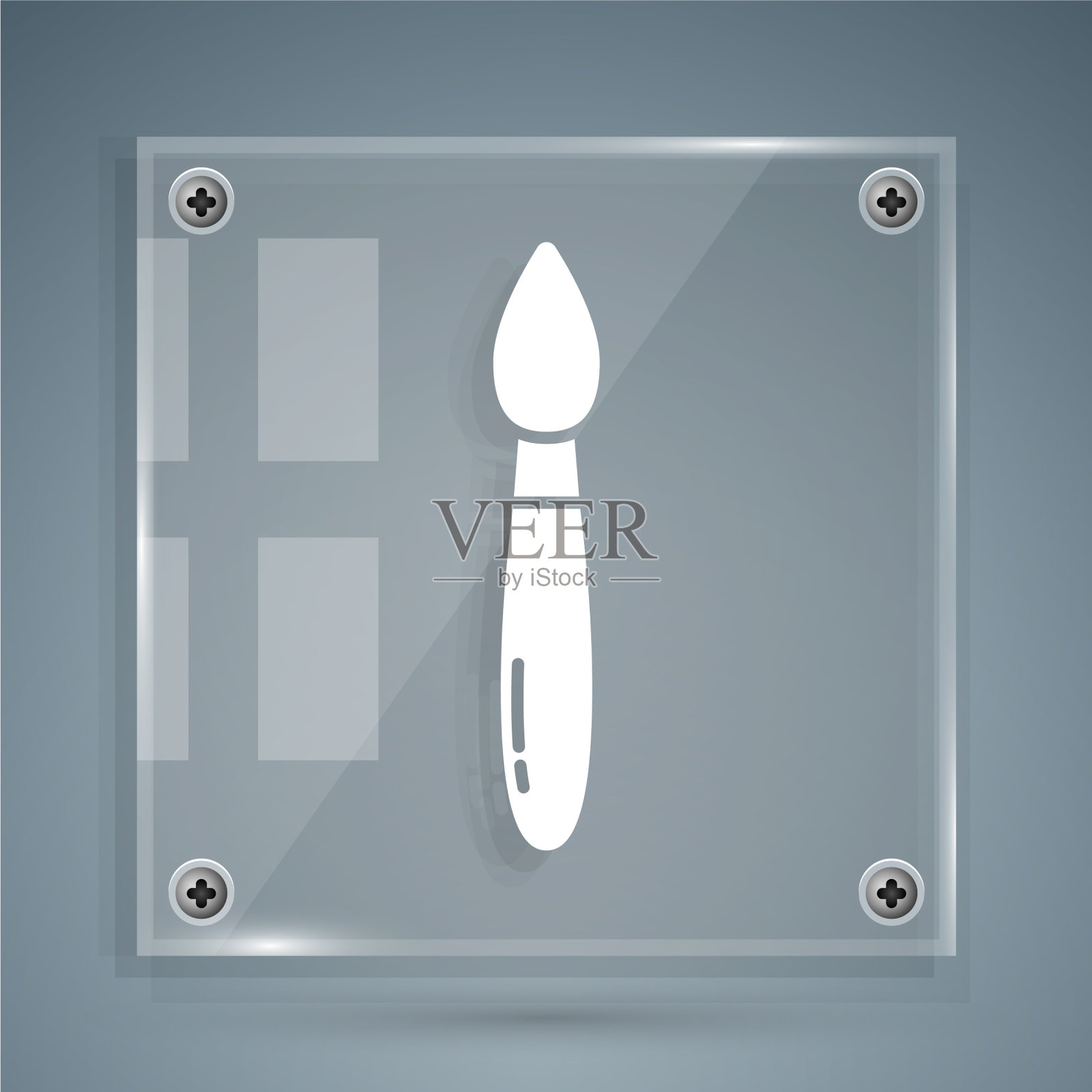 白色油漆刷图标孤立在灰色背景图标素材