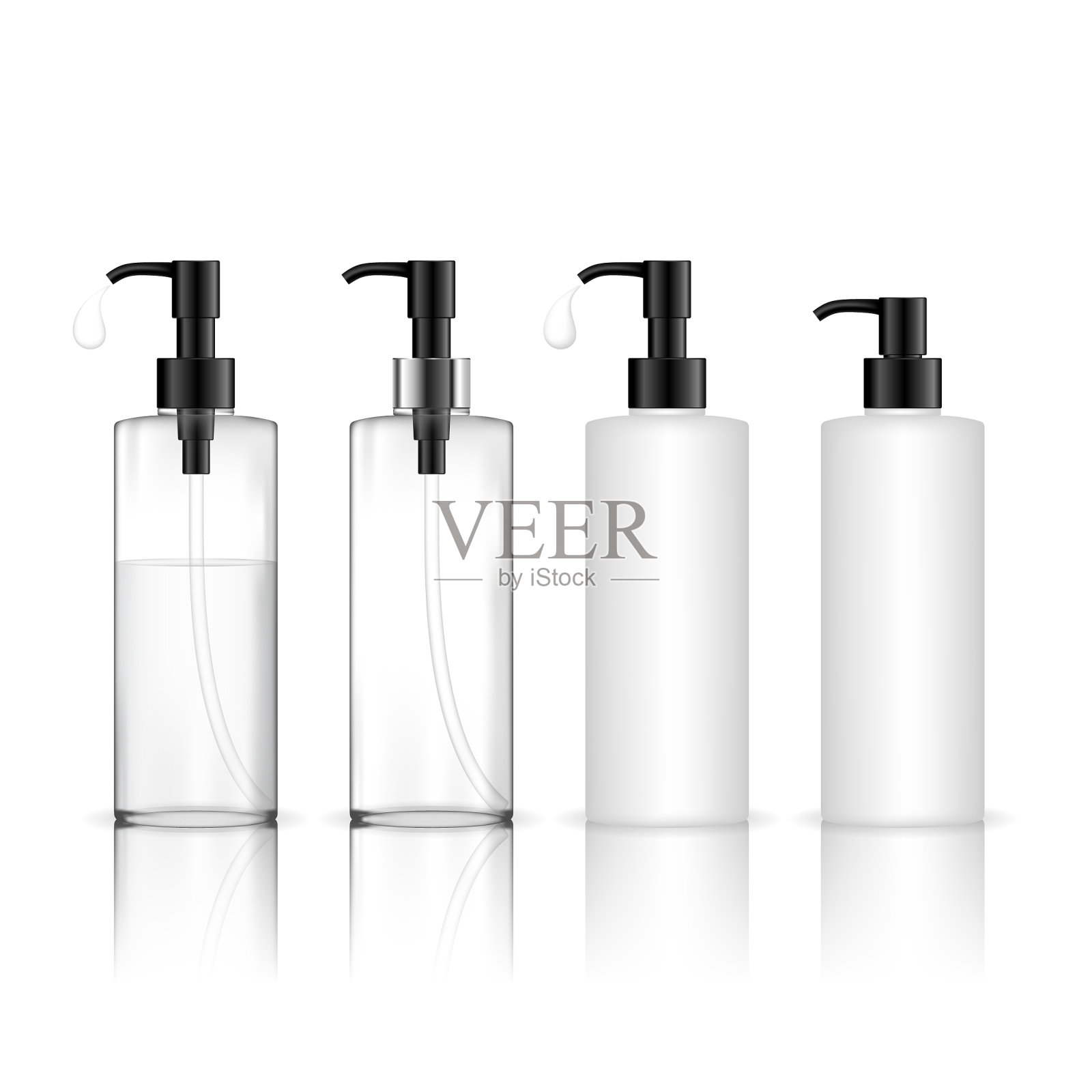 化妆品塑料瓶与分配器泵插画图片素材