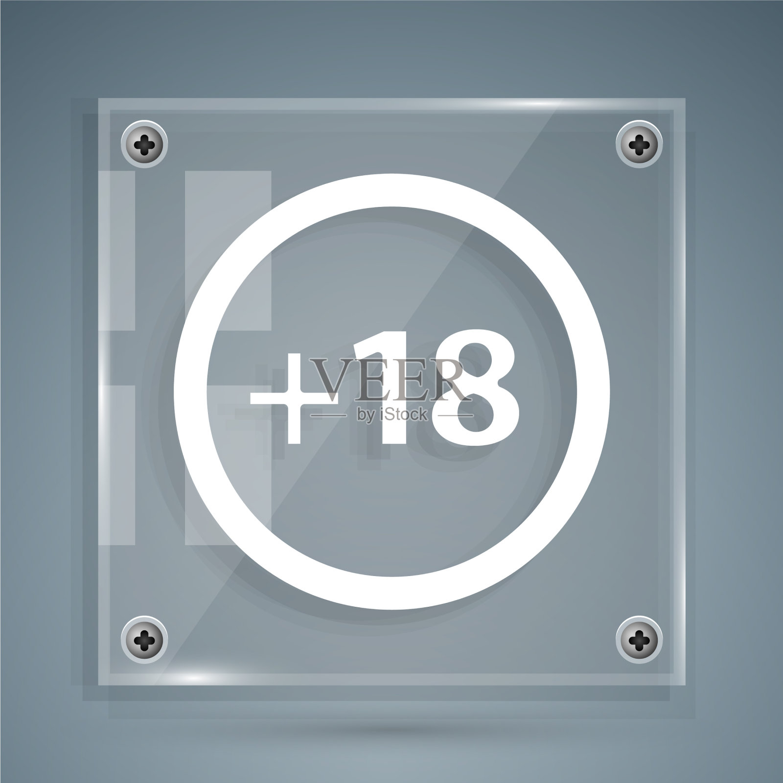 白色加上18个电影图标孤立在灰色图标素材