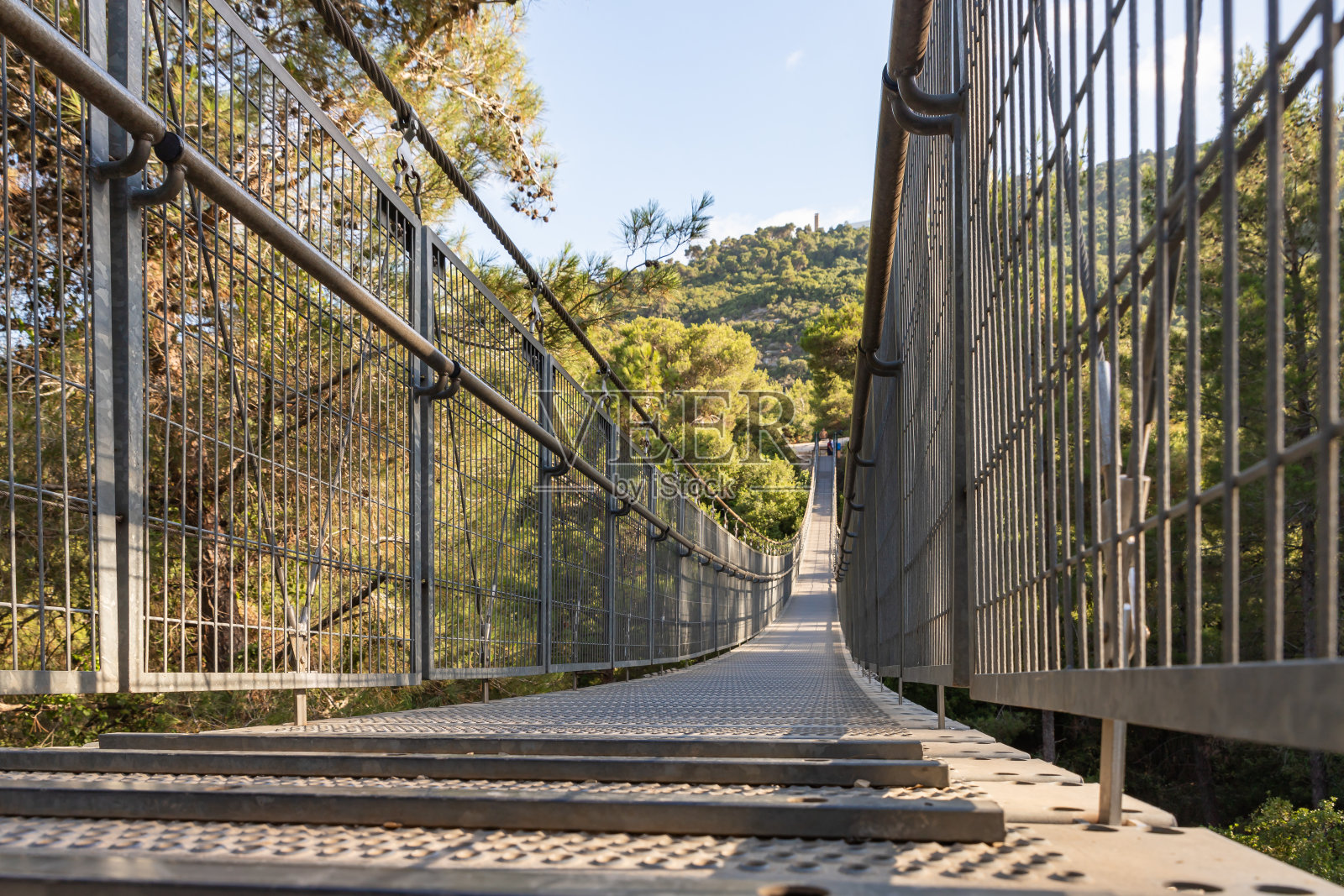 以色列北部内谢尔市内谢尔公园的吊桥。照片摄影图片