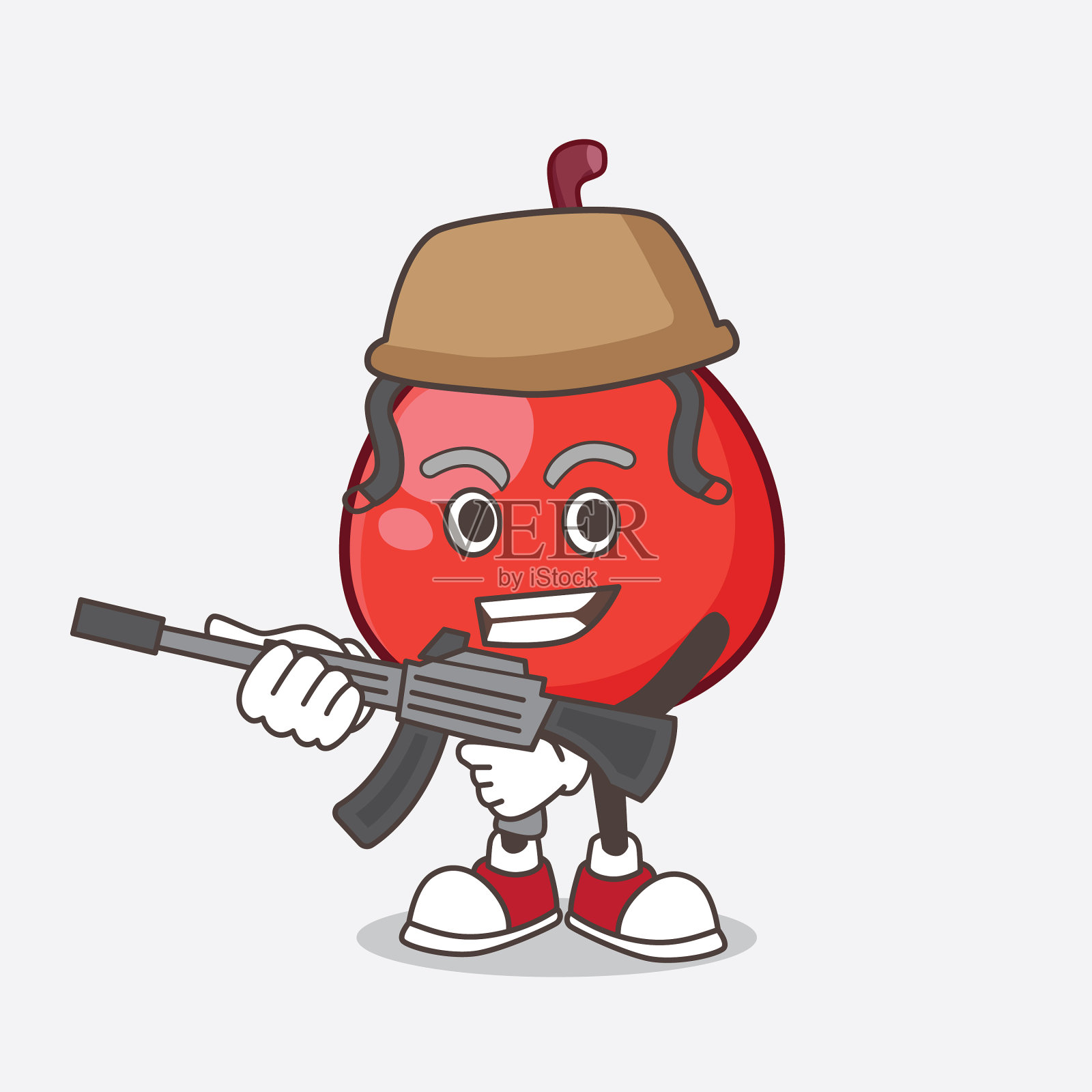 红莓卡通吉祥物人物在军队插画图片素材