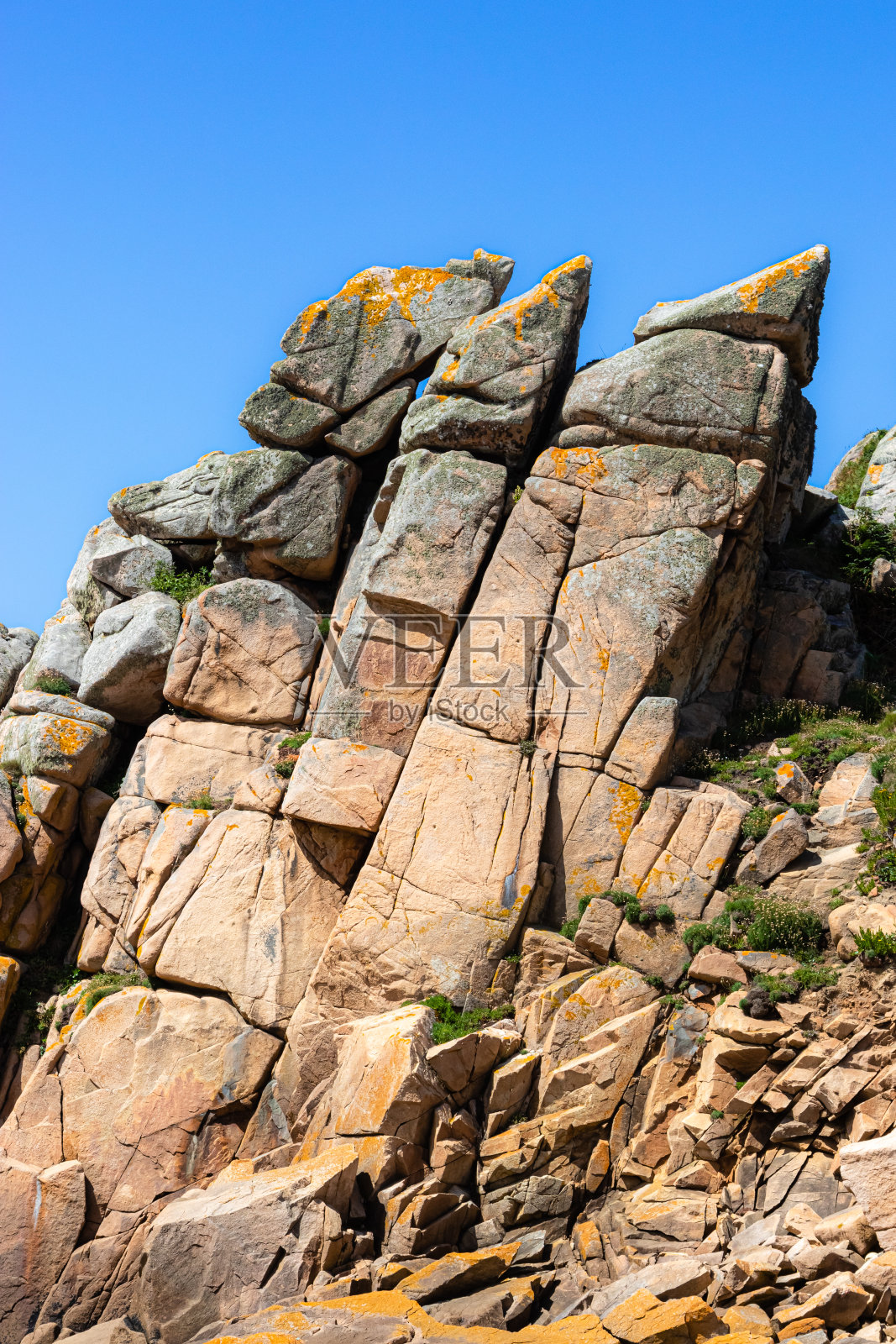 布列塔尼石南海岸的迪本角照片摄影图片