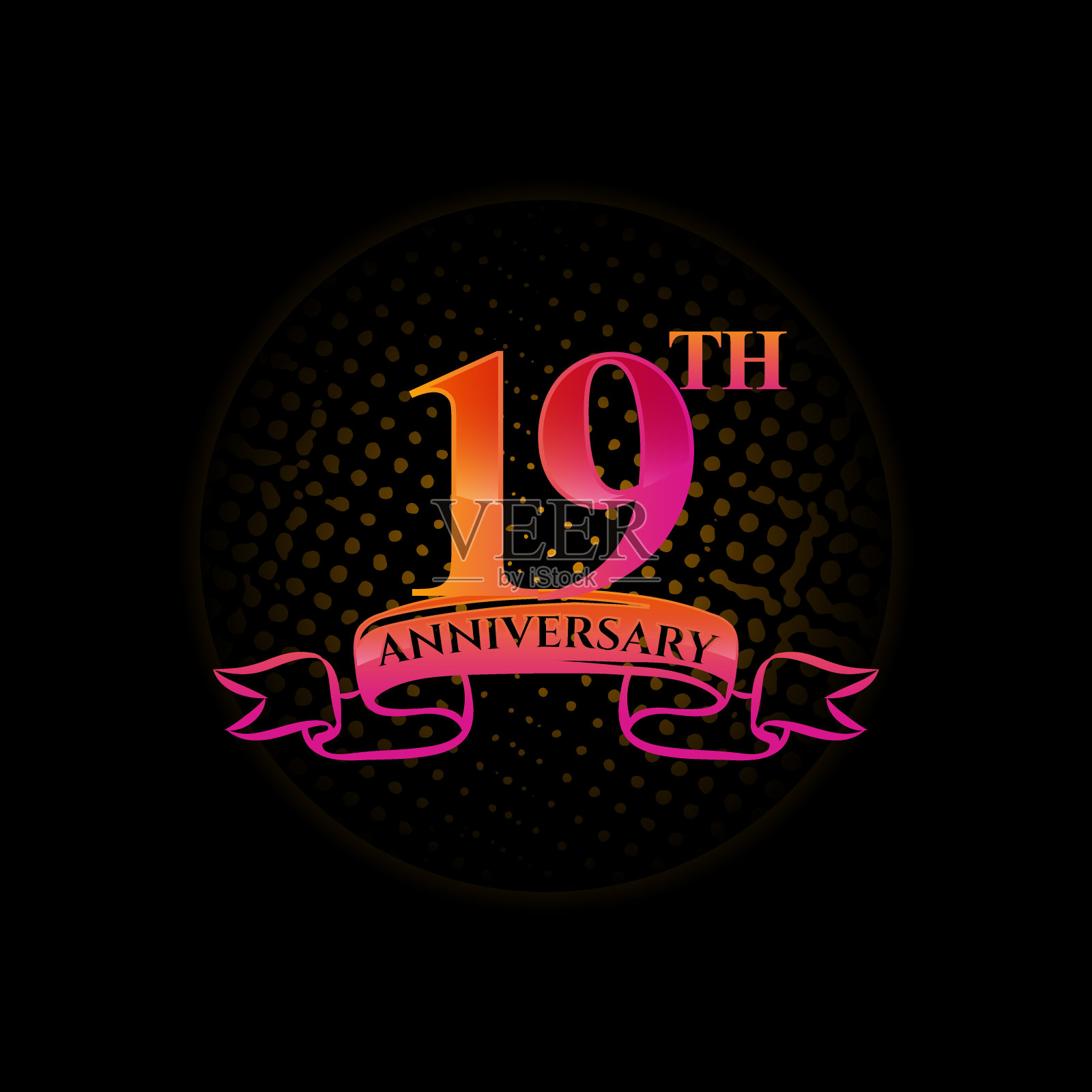 标志19周年标志与一个圆圈和数字19在它和标记纪念年。插画图片素材