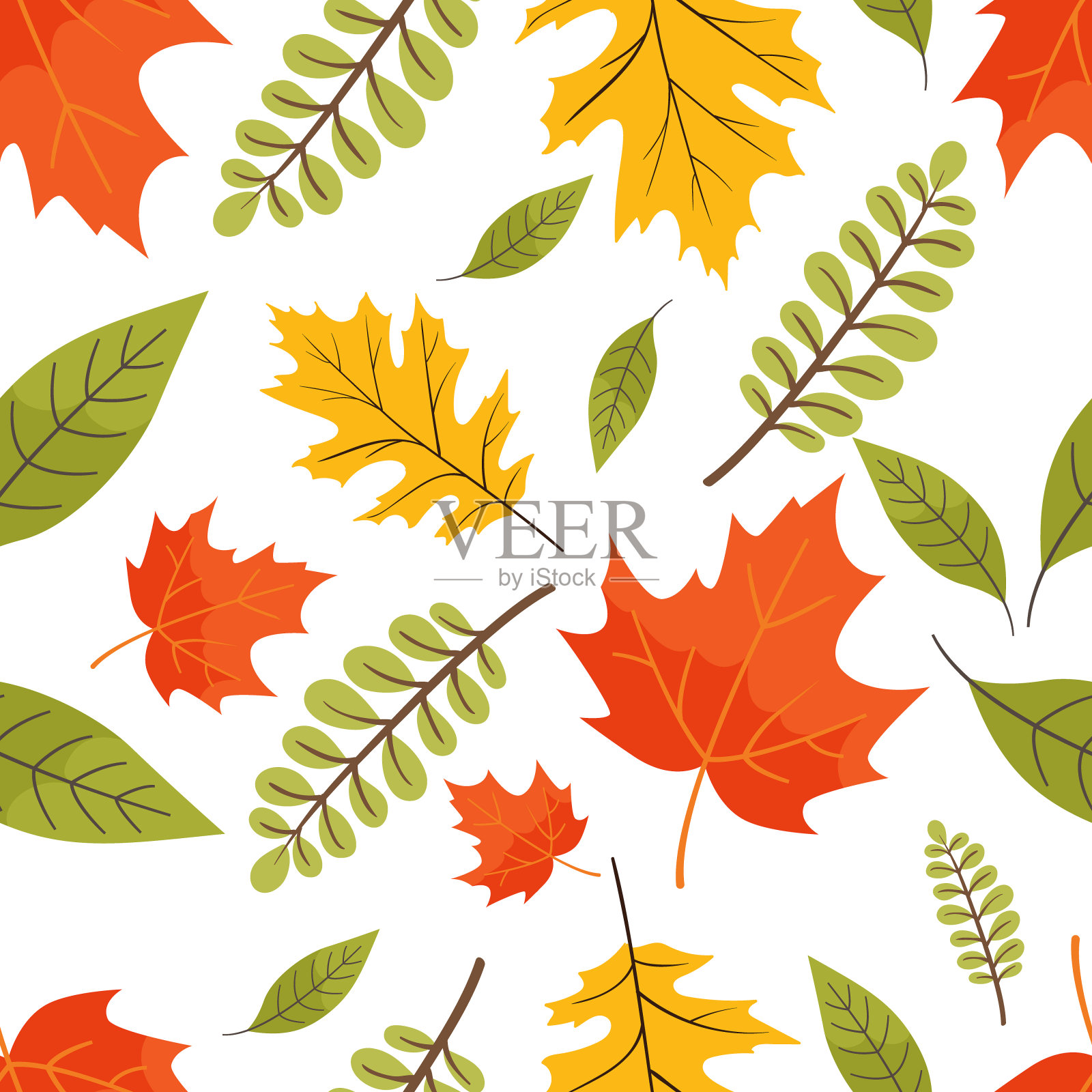 秋花图案无缝矢量插画图片素材