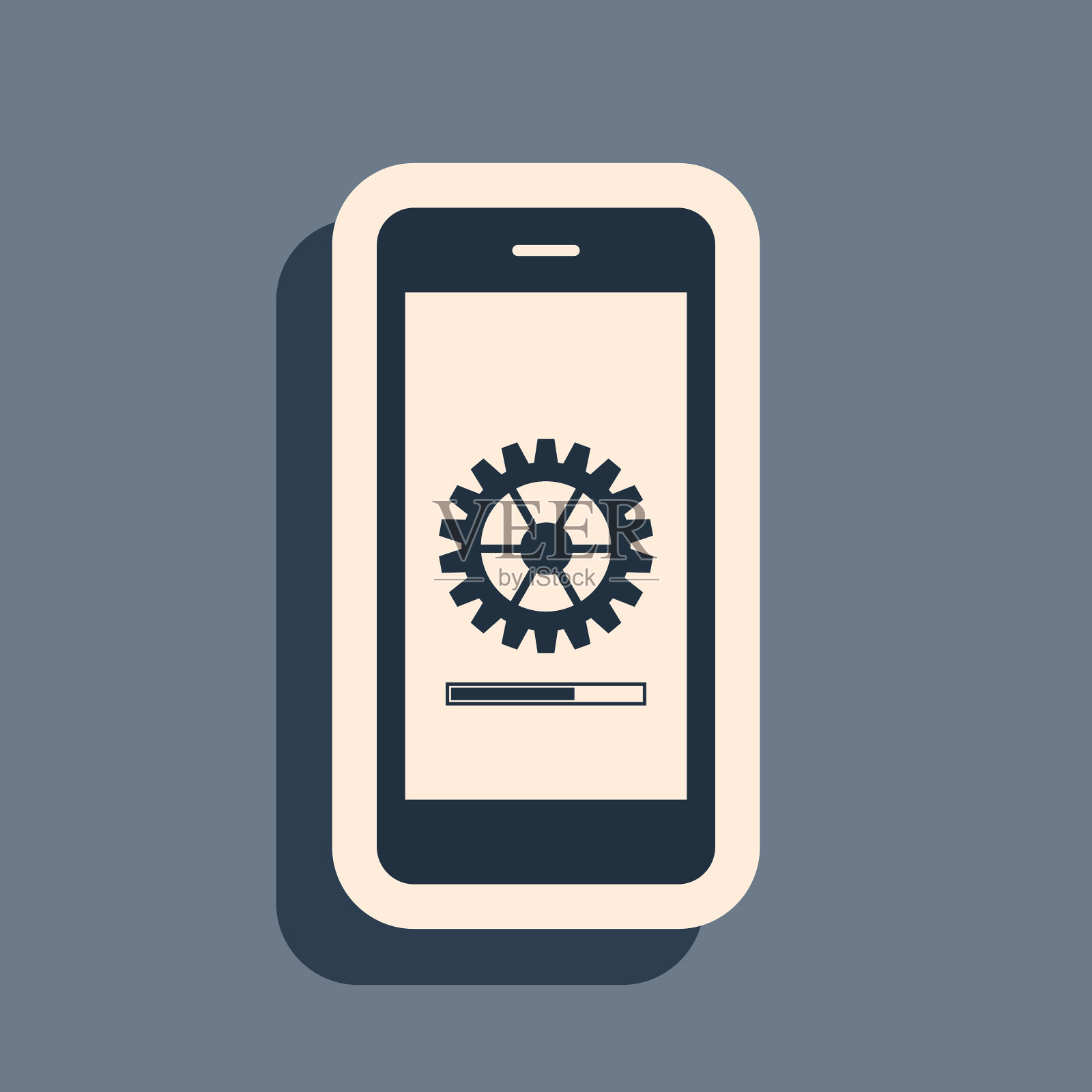 黑色智能手机升级过程与变速箱插画图片素材