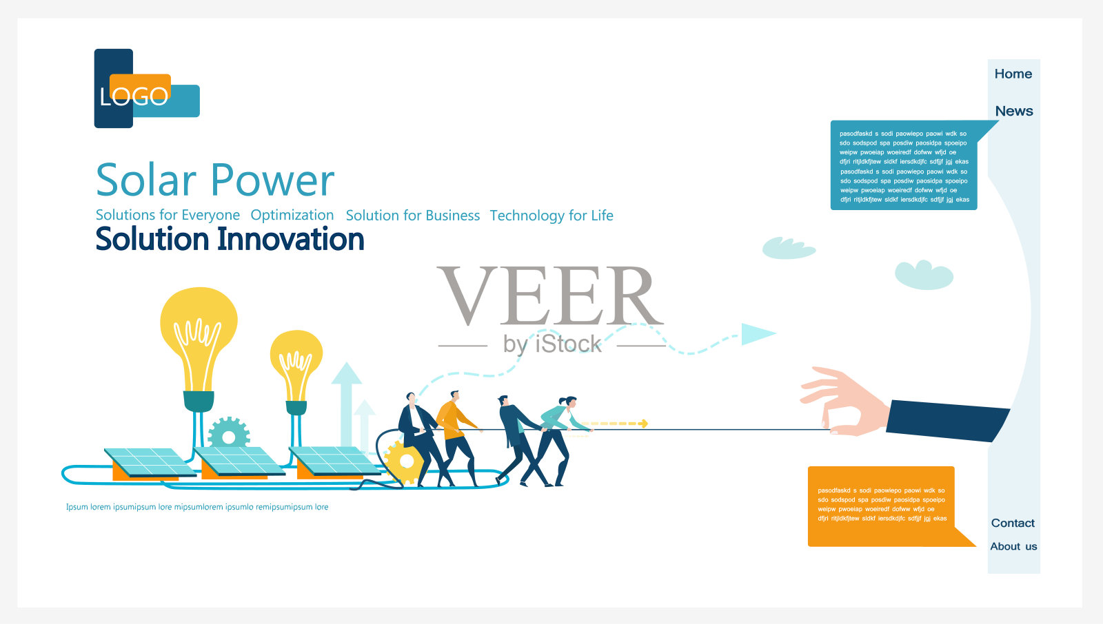 替代能源，风力涡轮机和太阳能板。现代平面设计概念网站或应用程序页面。金融服务，银行，战略规划，发展，业务解决方案，咨询，市场研究，团队合作，数据分析，支持，安全插画图片素材