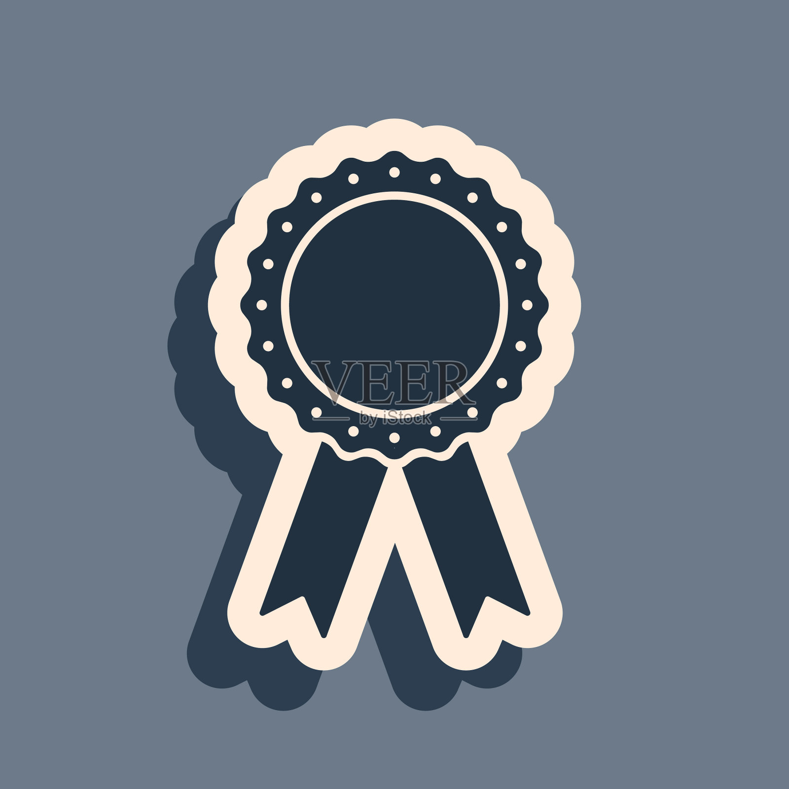 黑色奖章徽章与丝带图标隔离插画图片素材