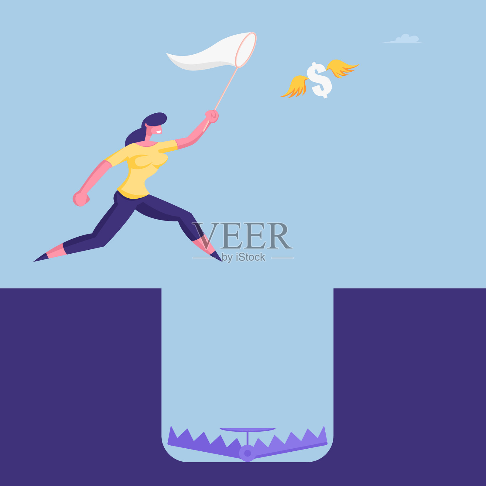 西装革履的女商人形象引人注目插画图片素材