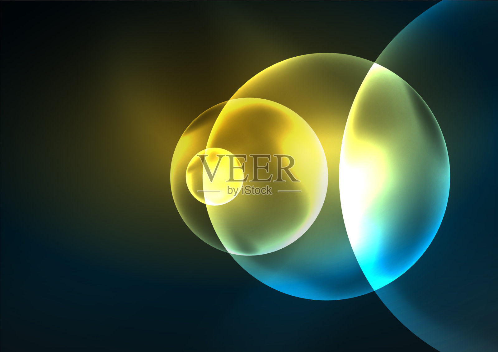 发光的霓虹灯，闪亮的透明气泡玻璃插画图片素材