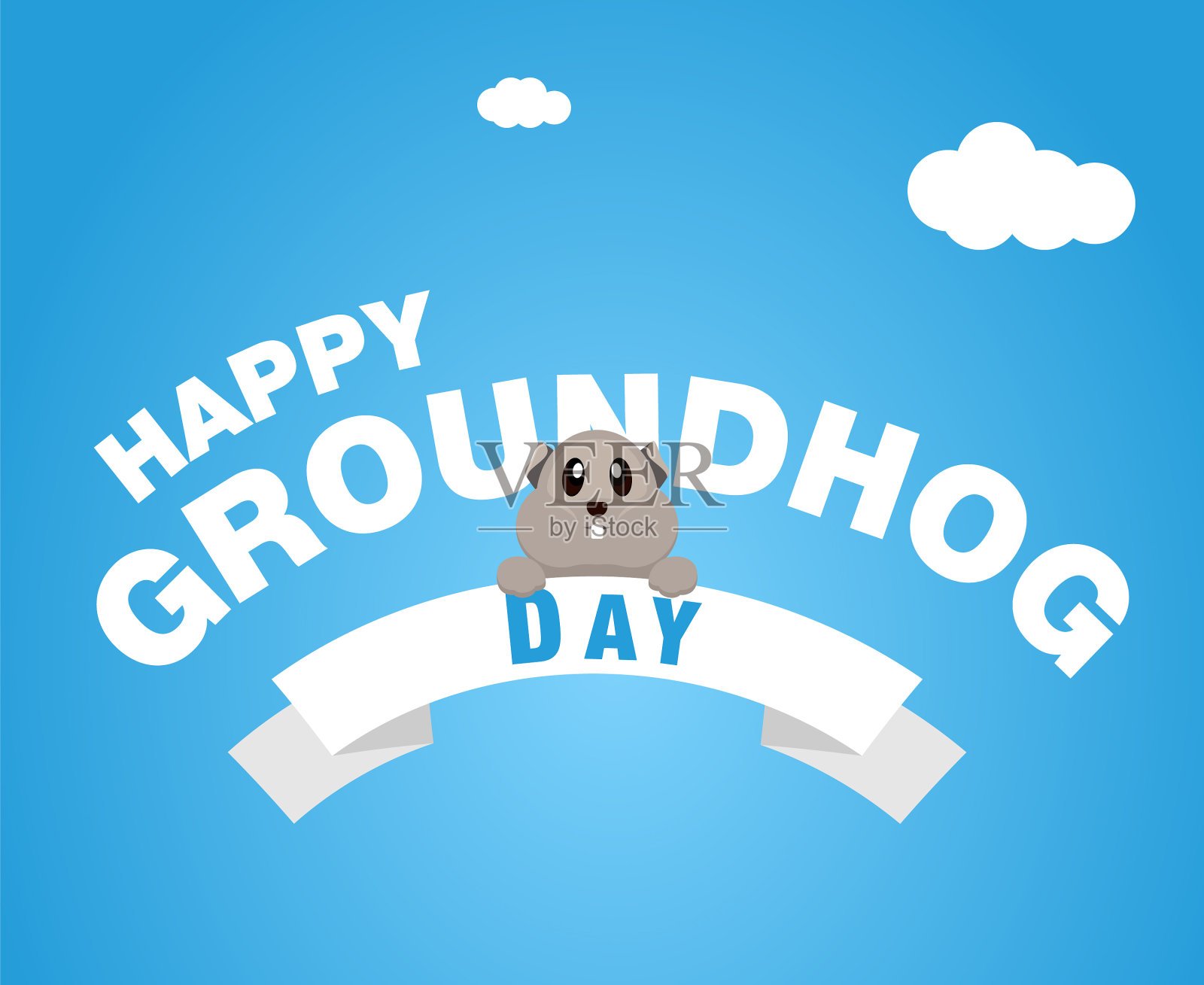 快乐的土拨鼠日问候现代设计插画图片素材