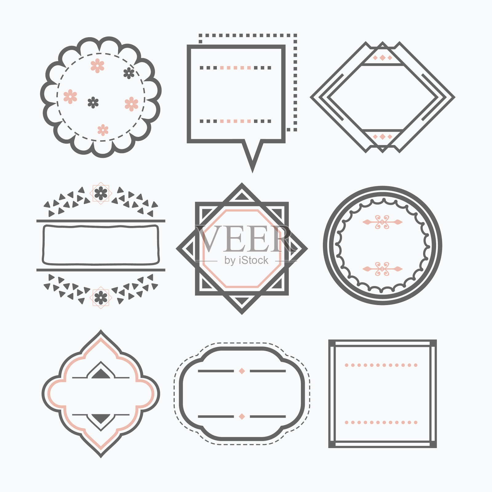 行孤立黑色空白空标志图标集图标素材