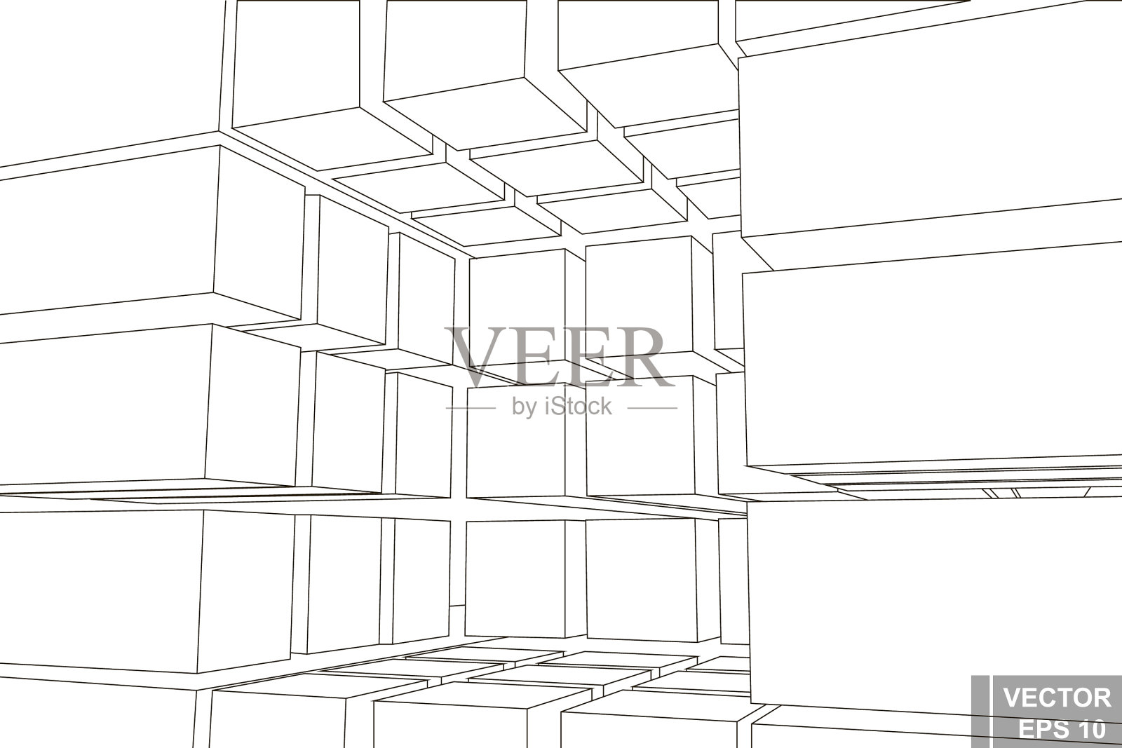 透视方形三维立体插画图片素材