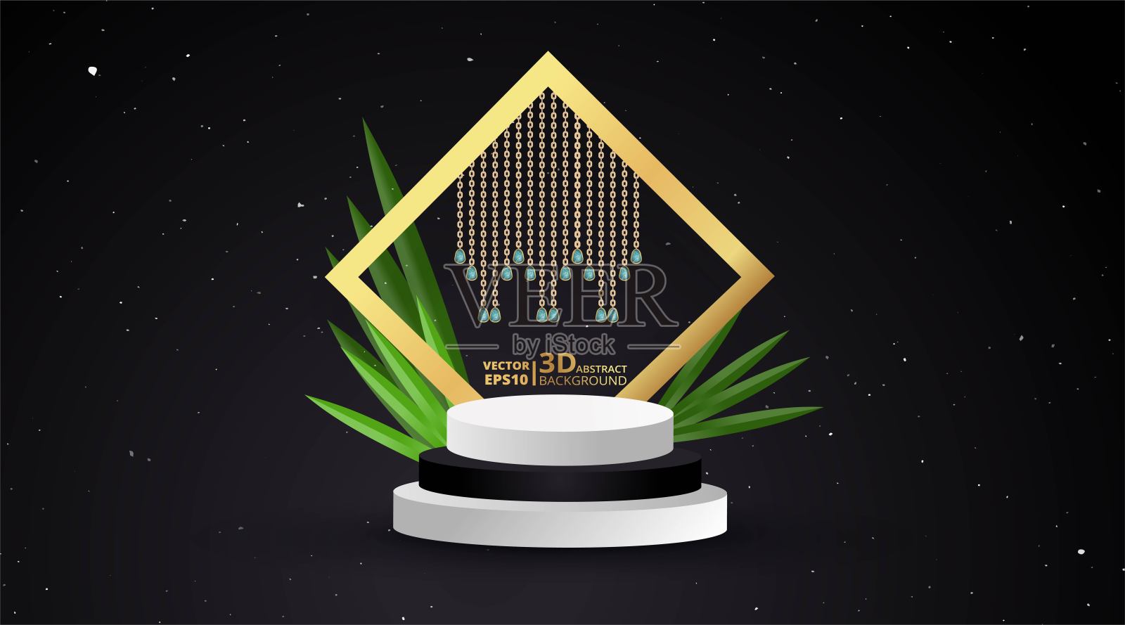 金黑色豪华舞台和讲台，为赢家或产品，干净简约的抽象几何背景流行概念。设计模板素材