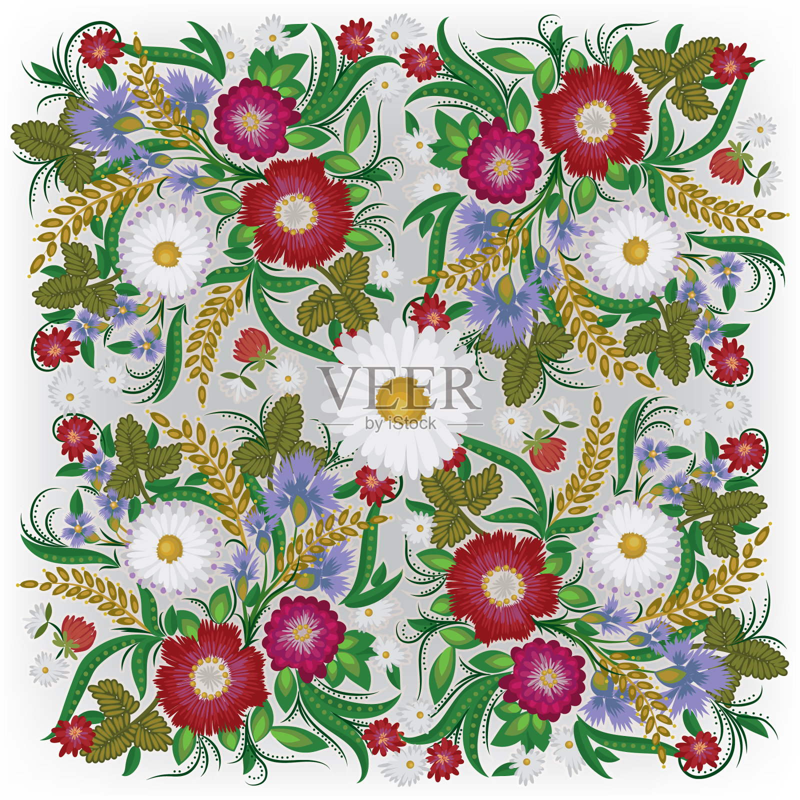 抽象的花卉装饰与春天的花朵插画图片素材