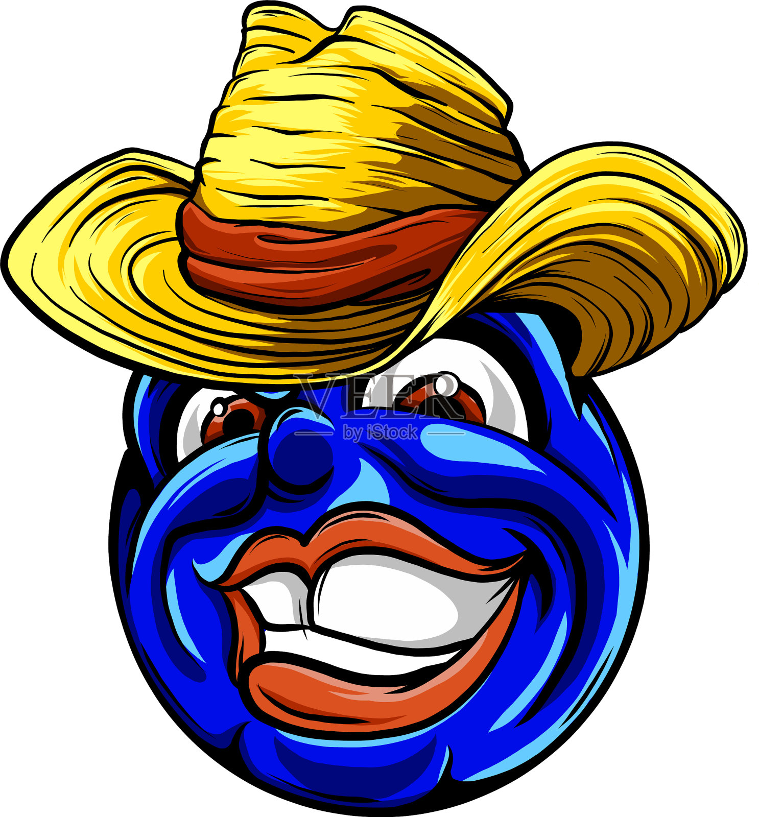 可爱的微笑表情，戴着牛仔帽表情设计元素图片