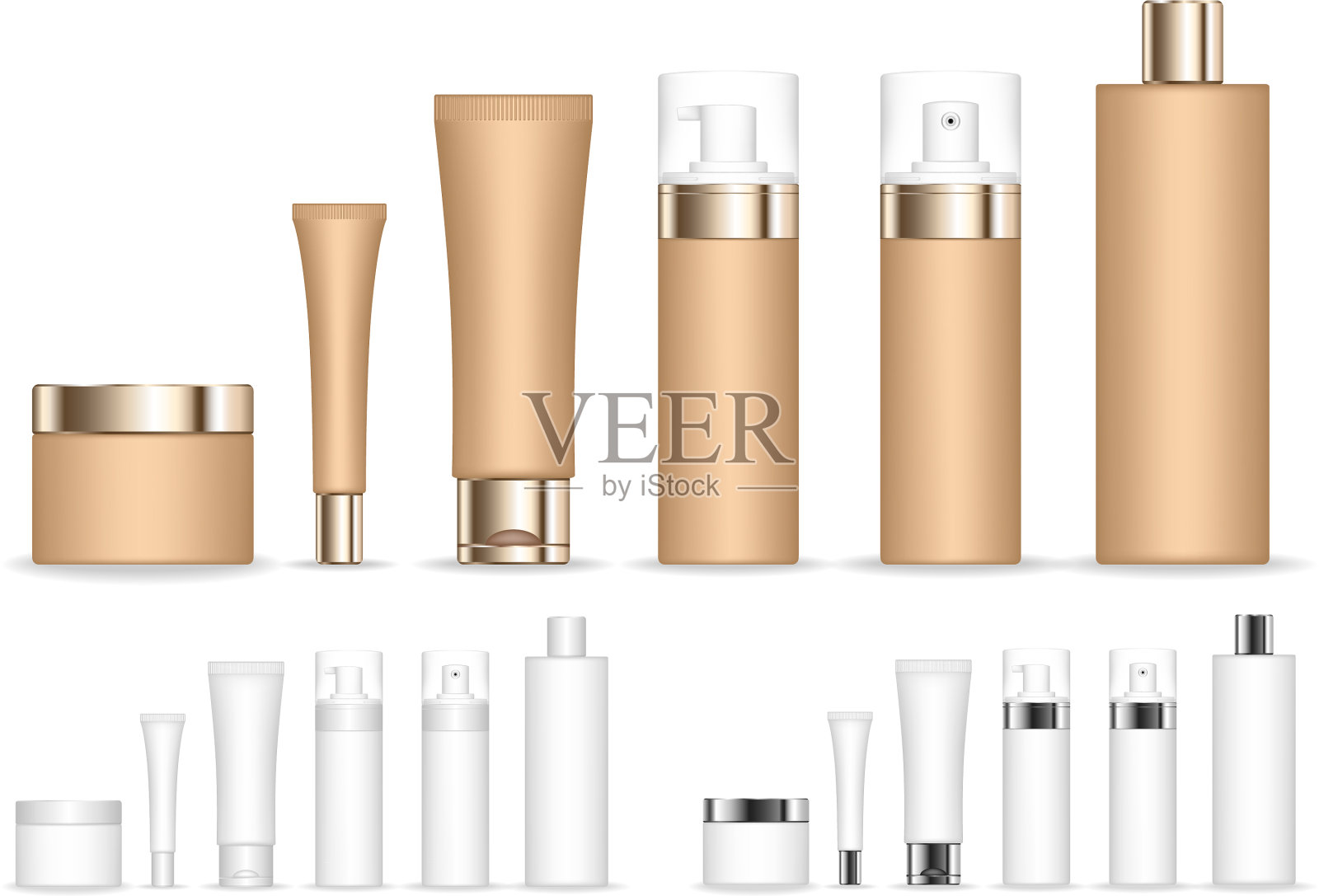 化妆品瓶设置液体霜凝胶乳液插画图片素材