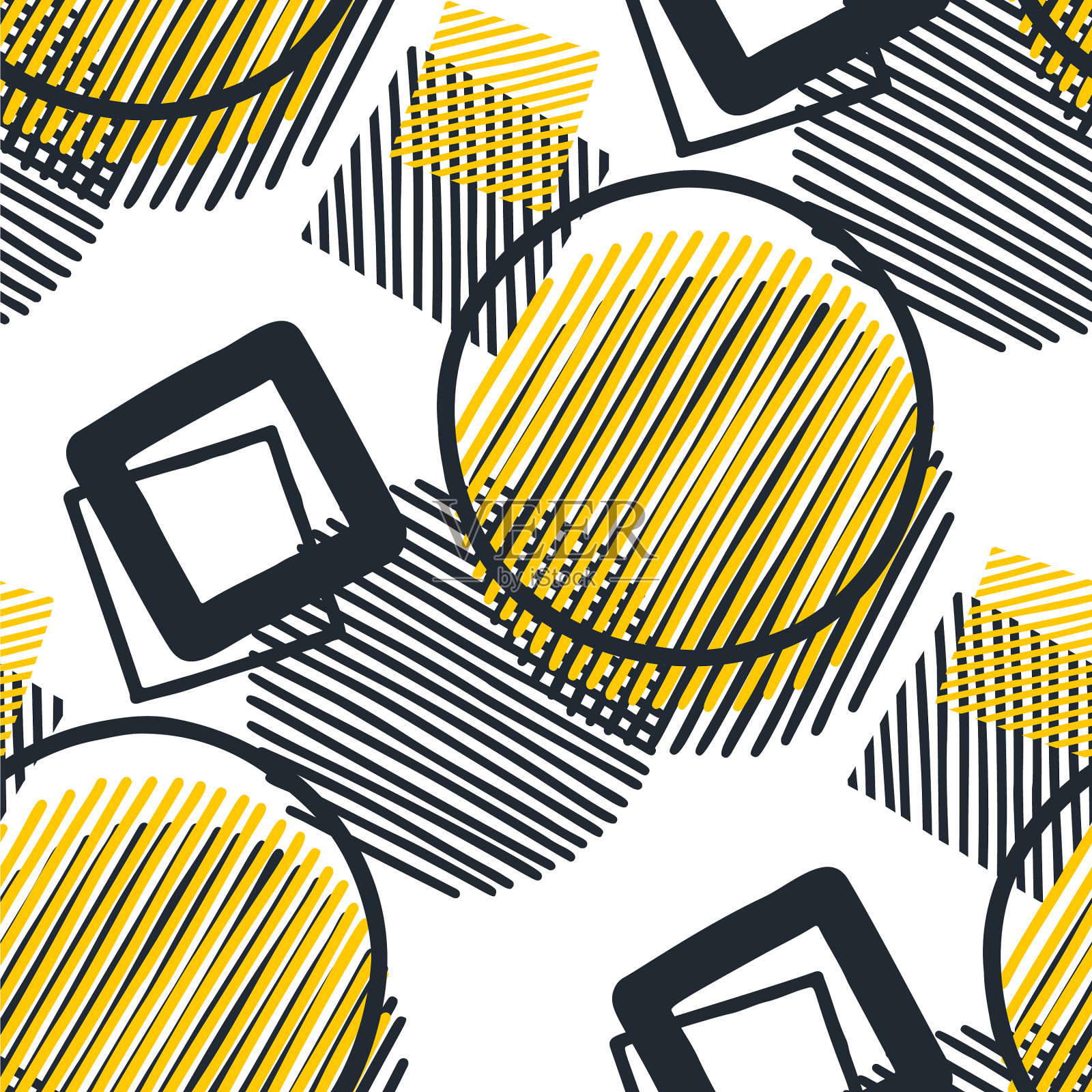 抽象图形图案条纹和轮廓插画图片素材