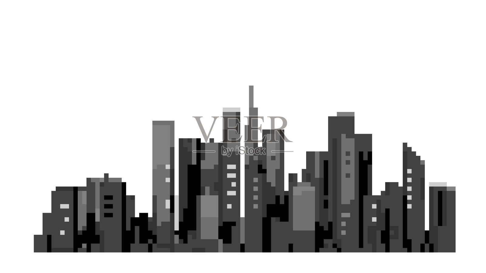 模型城市孤立的白色像素艺术插画图片素材