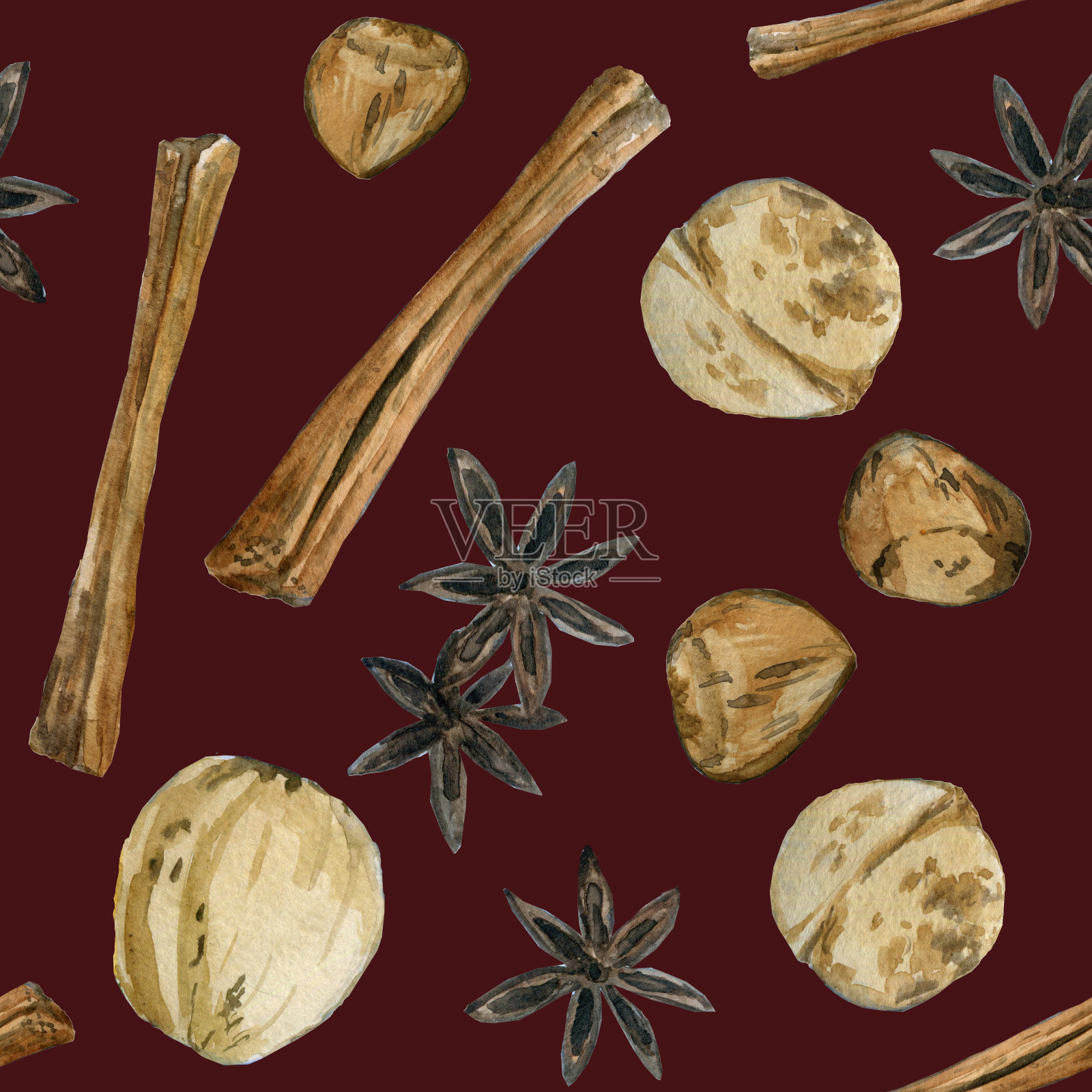 搭配香料和坚果插画图片素材