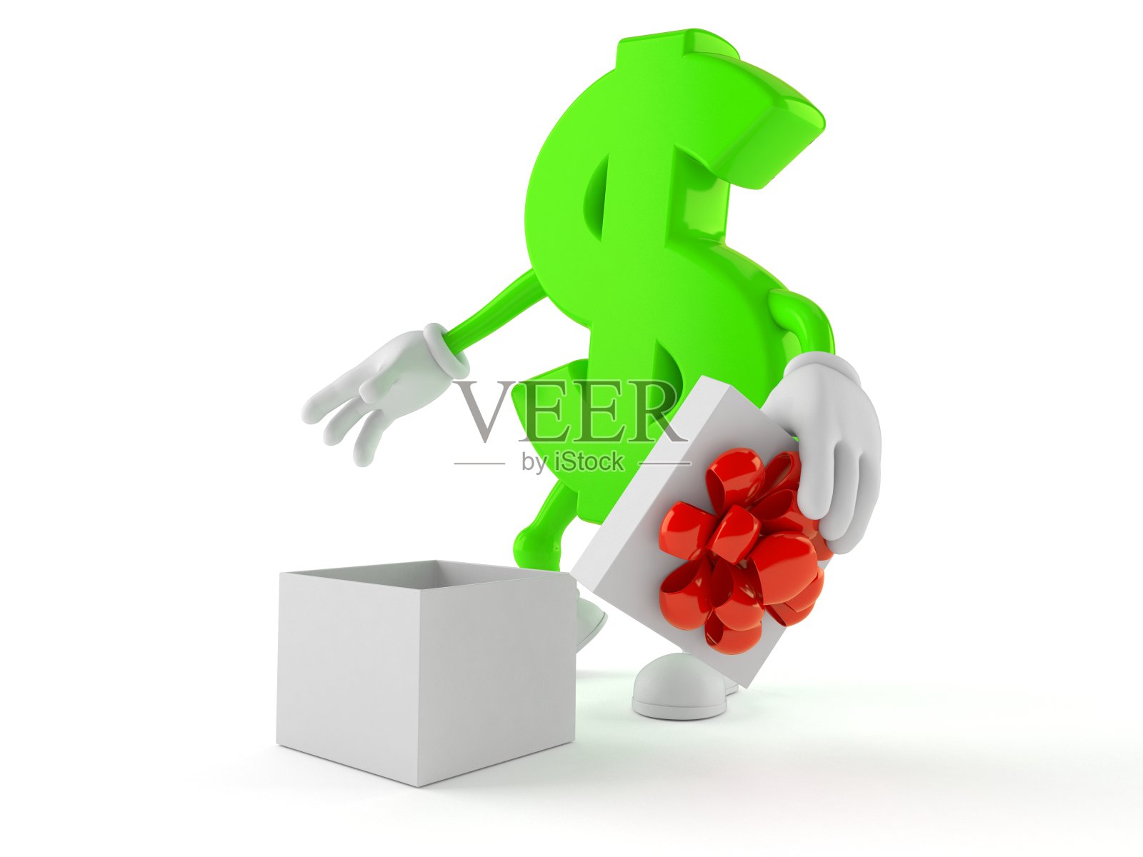 美元字符与开放的礼物照片摄影图片