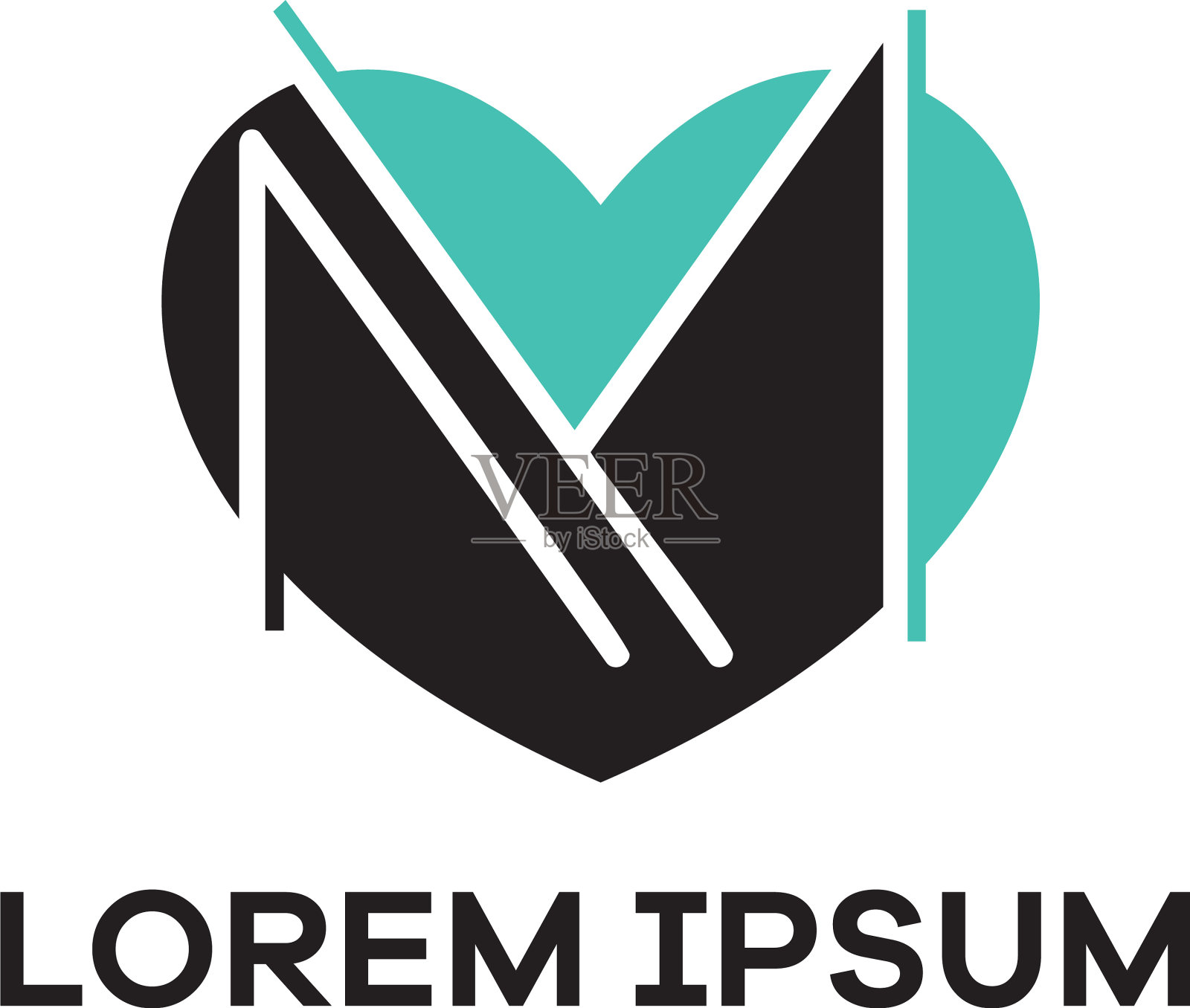 M字母标志设计字母M心形插画图片素材