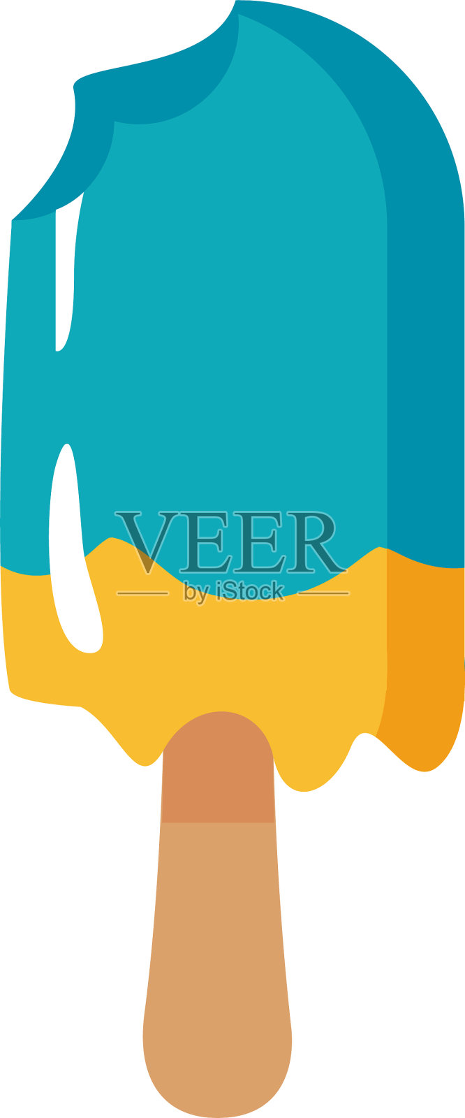 美味的冰淇淋棍与两种口味扁平设计元素图片