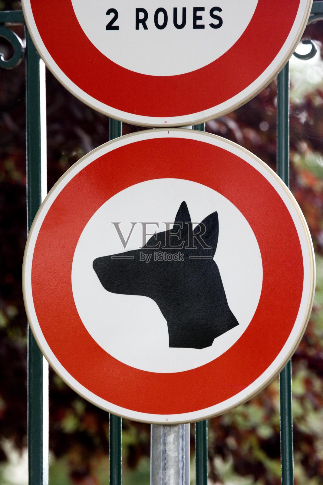 诺曼底卡昂市，狗的标志照片摄影图片