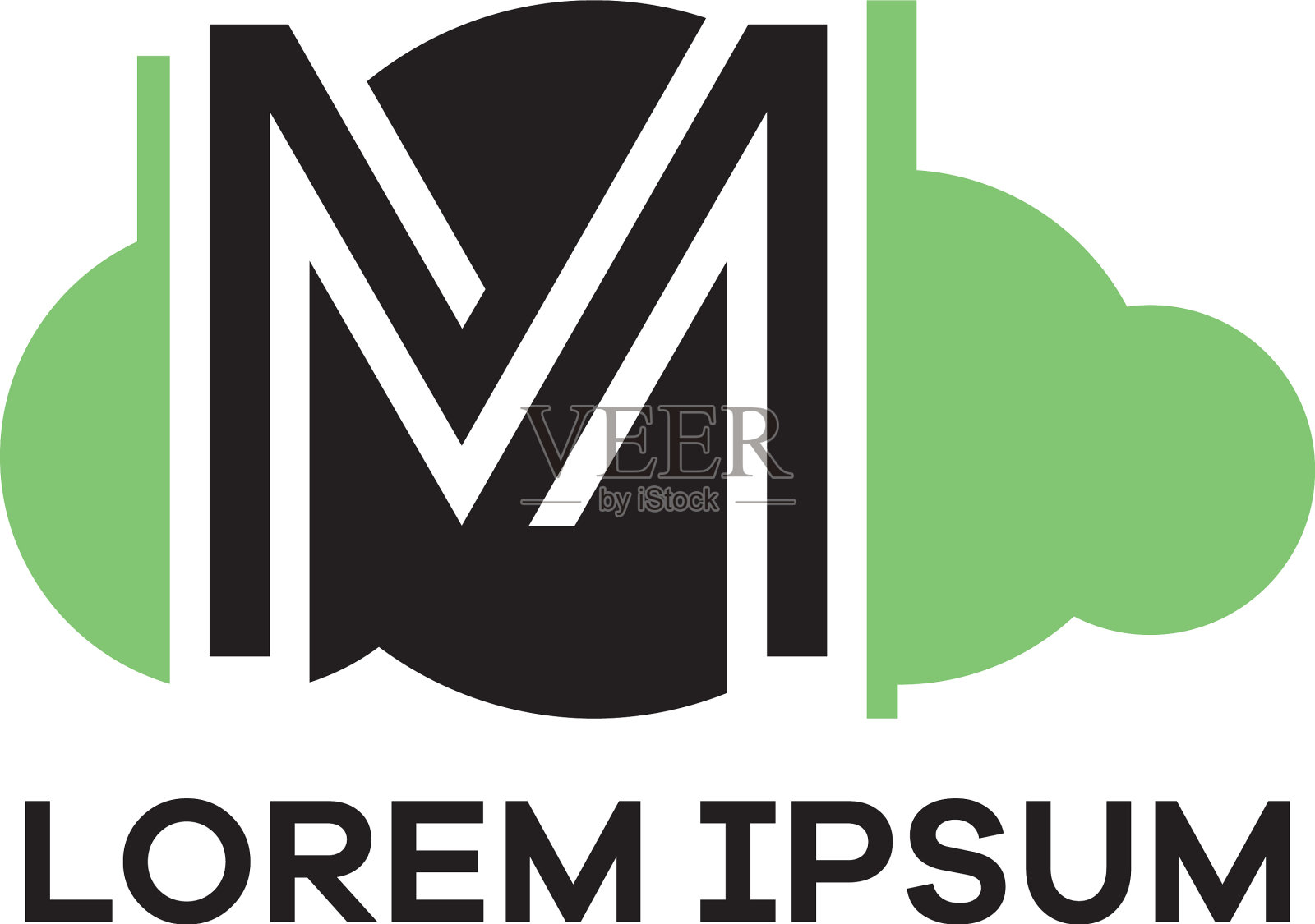 M字母标志设计字母M在天空的形状插画图片素材