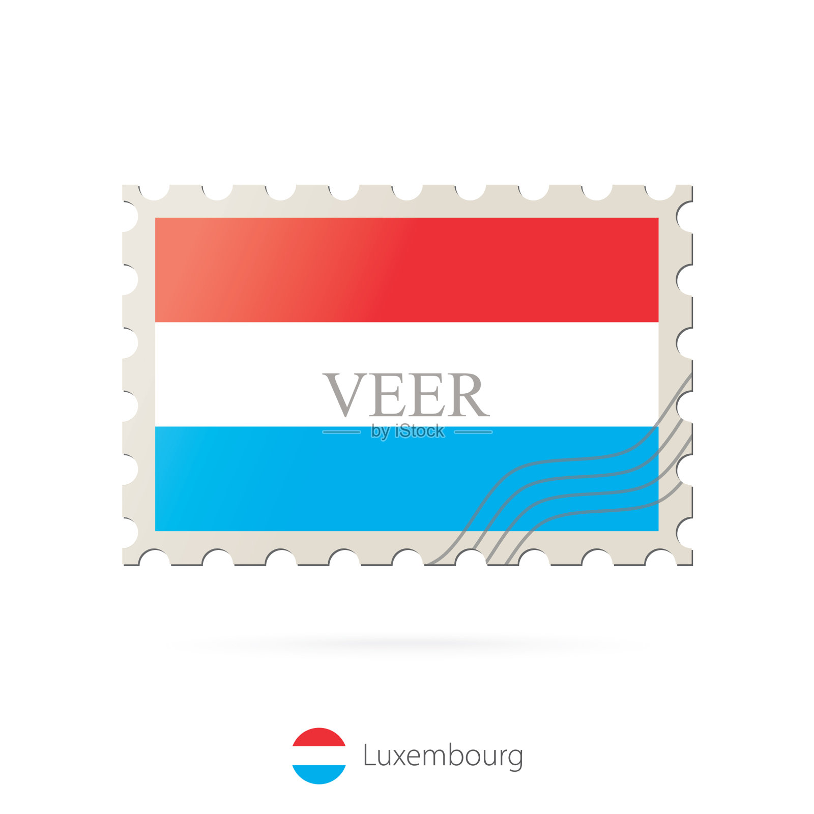 邮票上印有卢森堡国旗图案插画图片素材