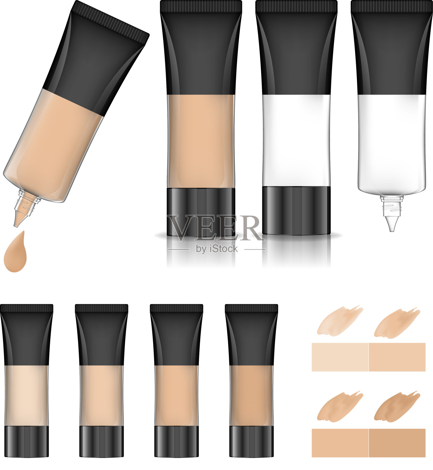 粉底霜容器透明管插画图片素材