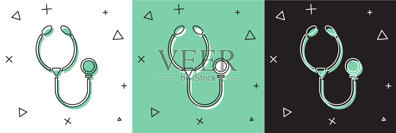 设置听诊器医疗器械图标隔离插画图片素材