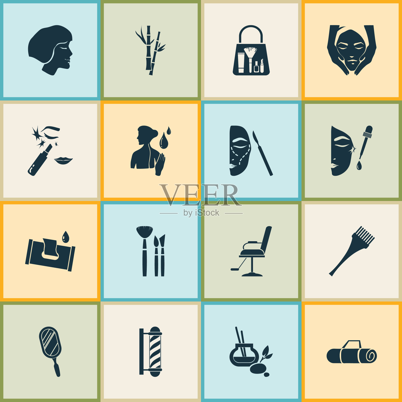 魅力图标设置面部手术面部按摩图标素材