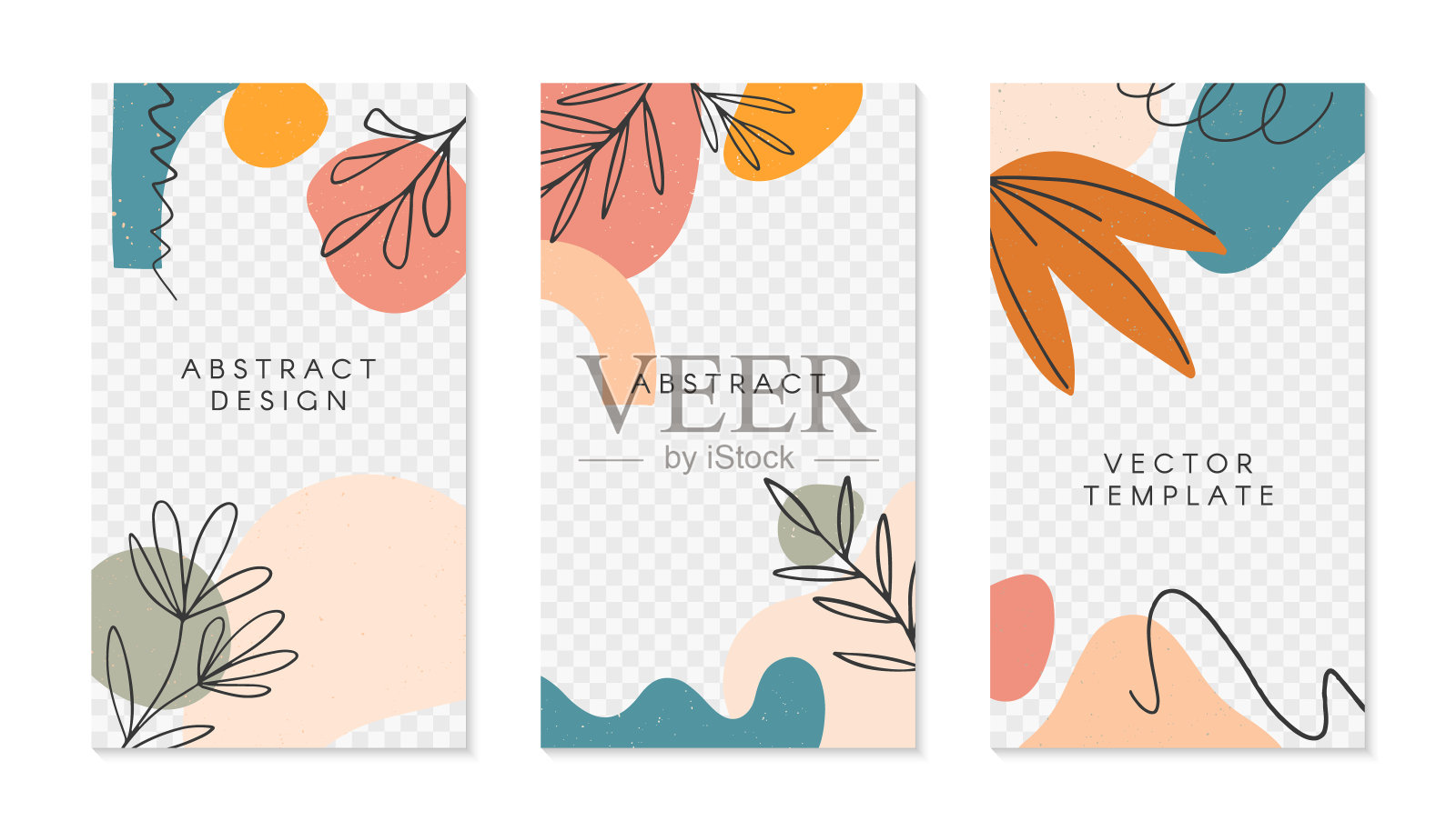 一组可编辑的insta故事模板与文本复制空间插画图片素材