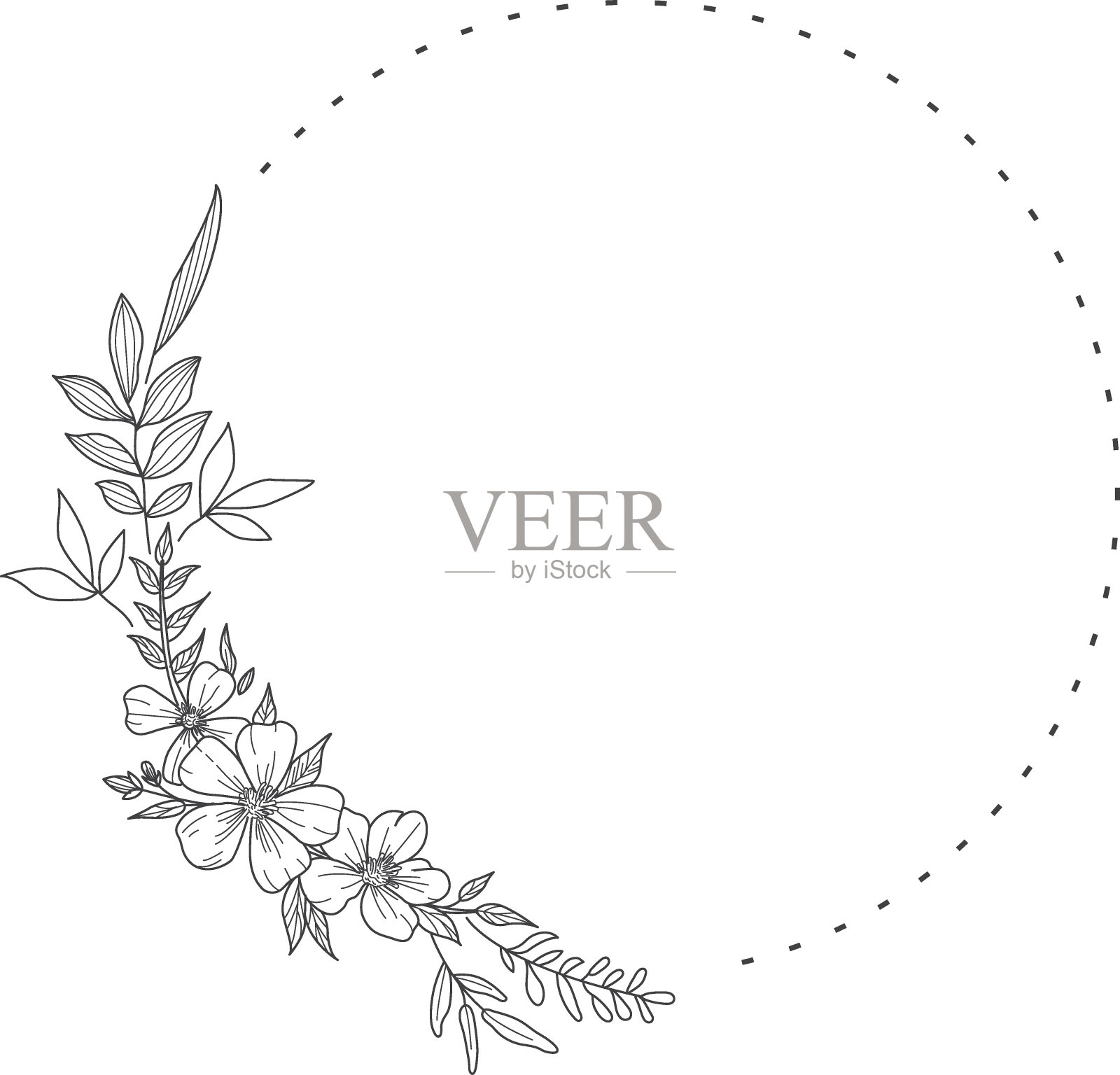 花环枝手绘风格。插画图片素材