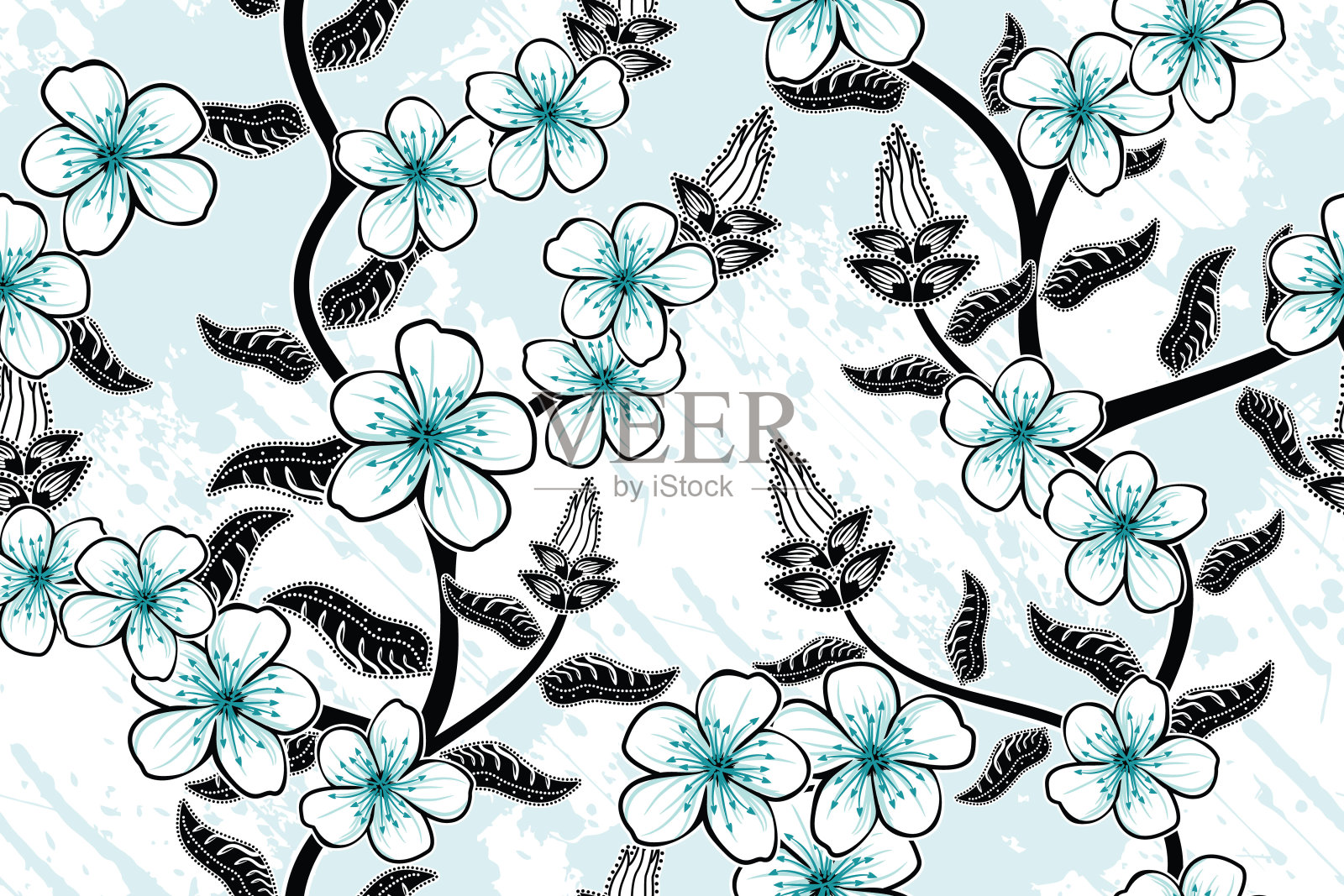 花蜡染图案矢量插图插画图片素材