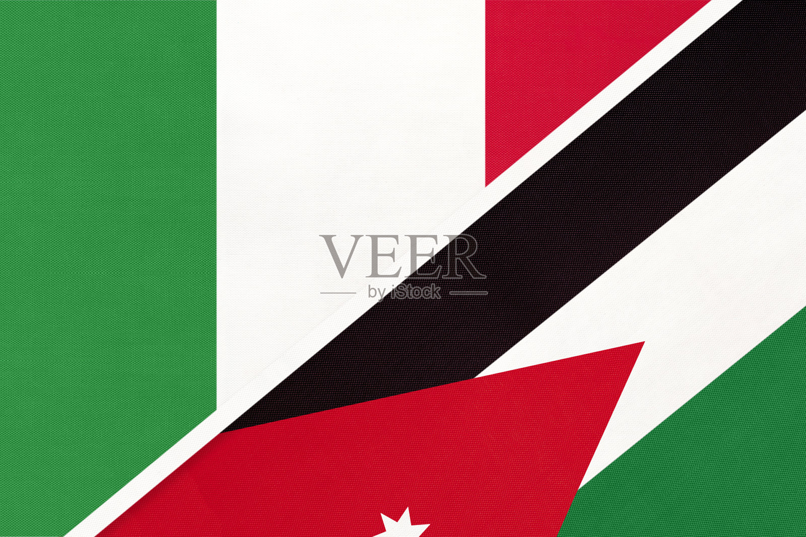 意大利和约旦两国国旗纺织品标志，两国之间的锦标赛插画图片素材