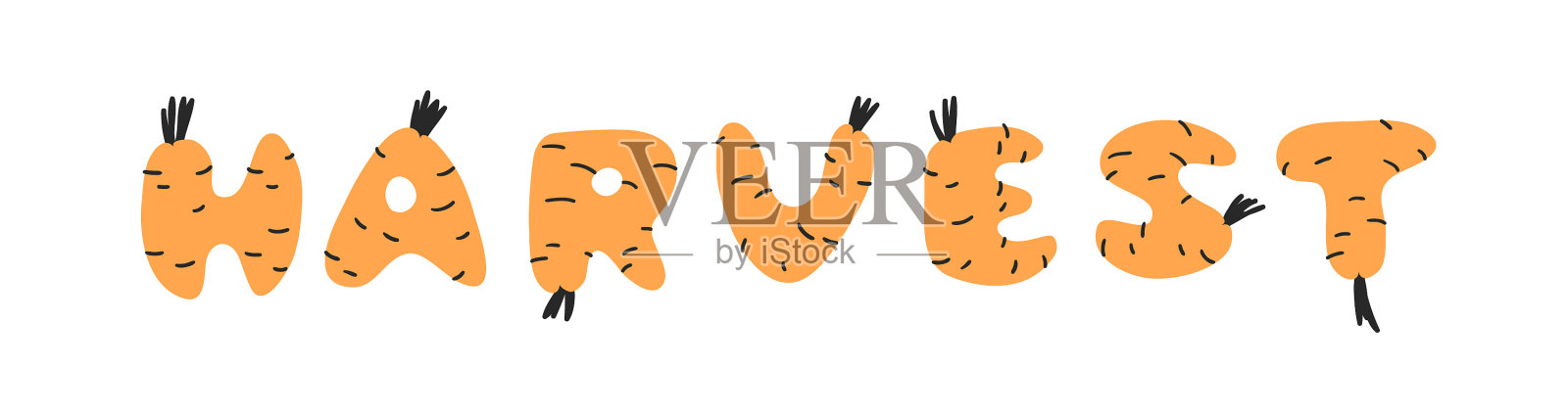 手绘胡萝卜ABC和字收获卡通插画图片素材