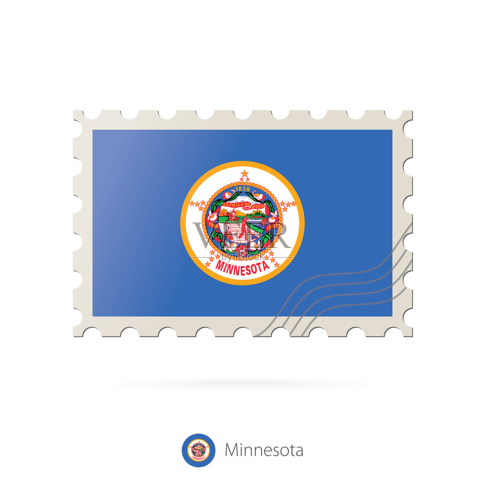 邮票与明尼苏达州的形象插画图片素材