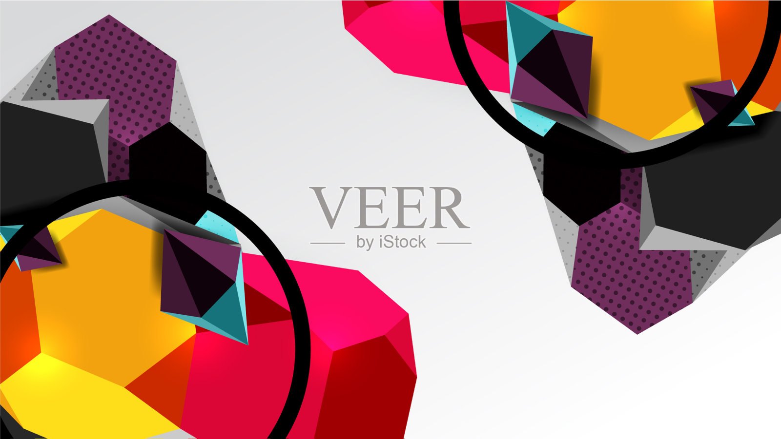 抽象背景-三维多边形几何插画图片素材