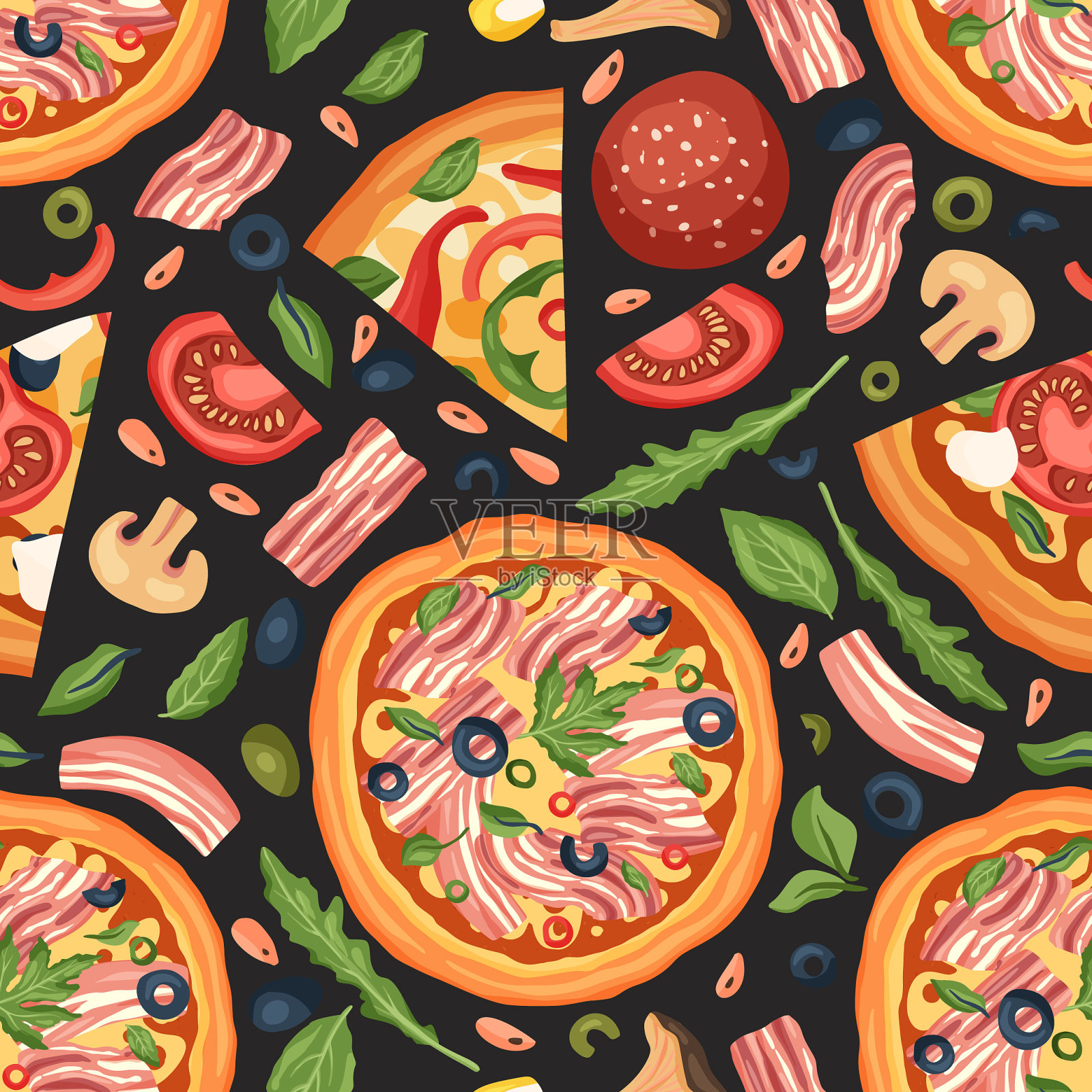 意大利芝士披萨插画图片素材