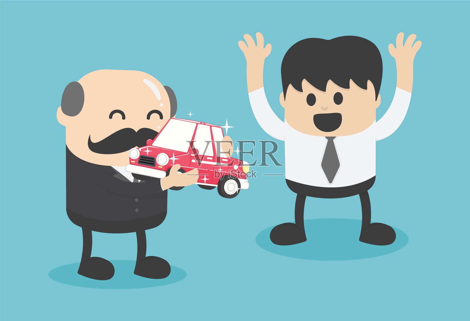 经营理念卡通礼品一送一插画图片素材