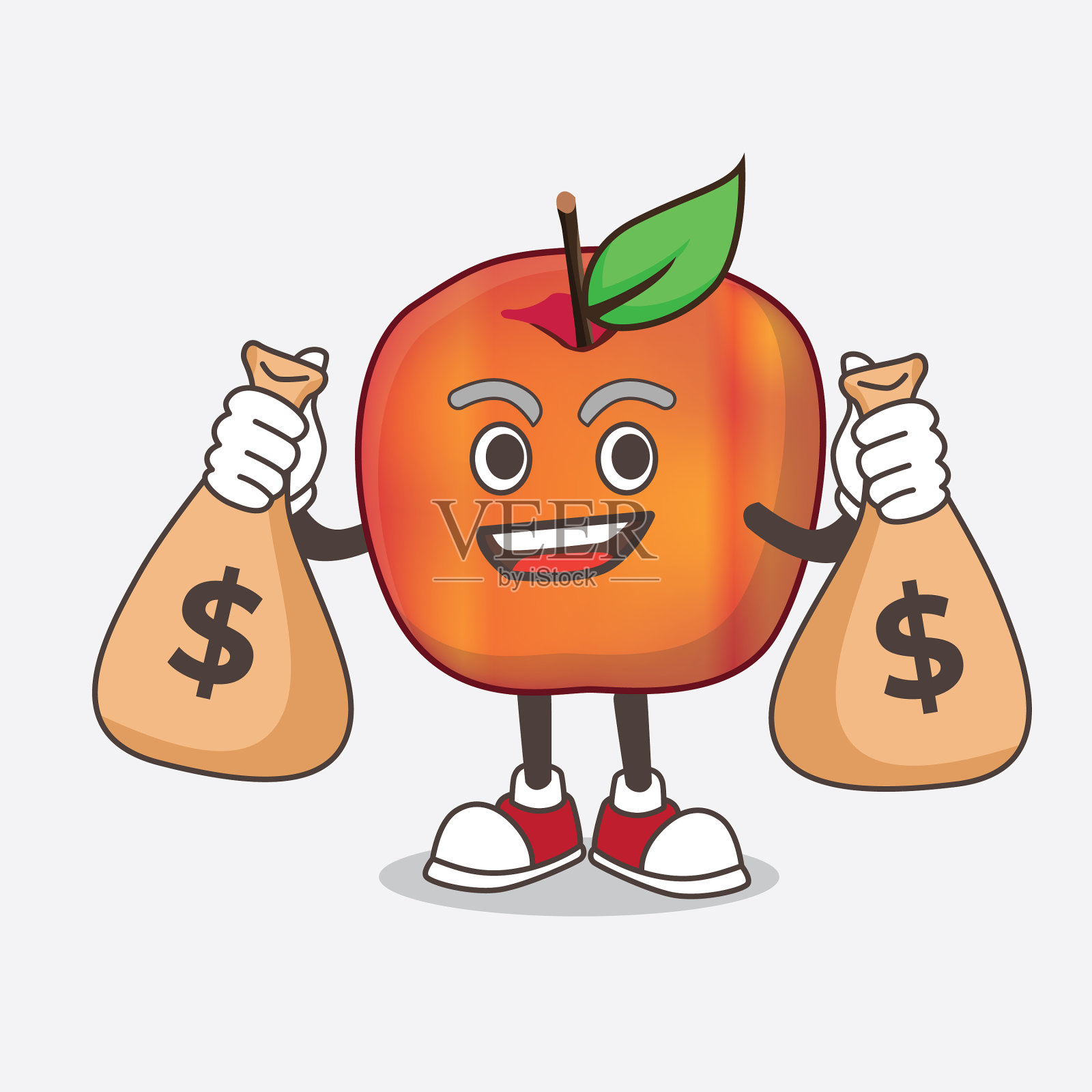 蜂蜜脆苹果卡通吉祥物人物抱插画图片素材