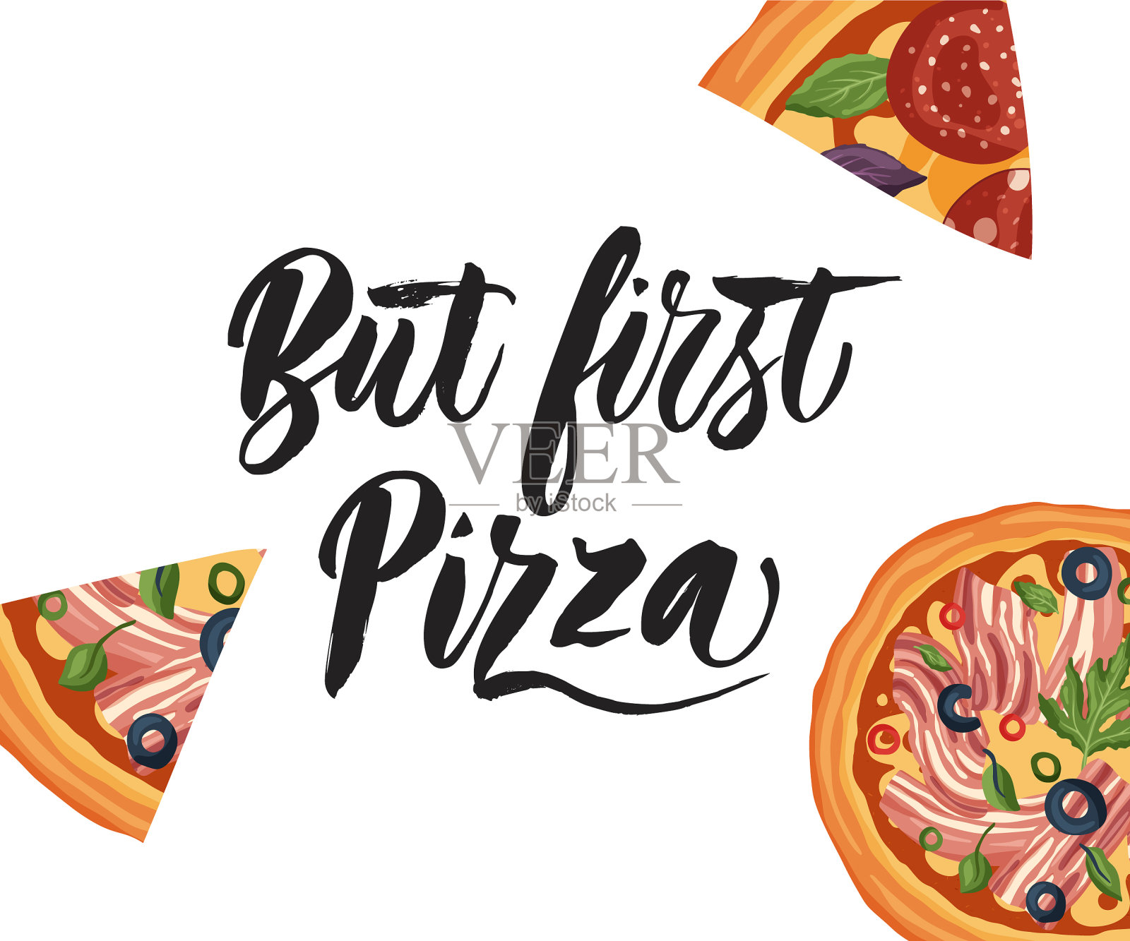 意大利芝士披萨插画图片素材