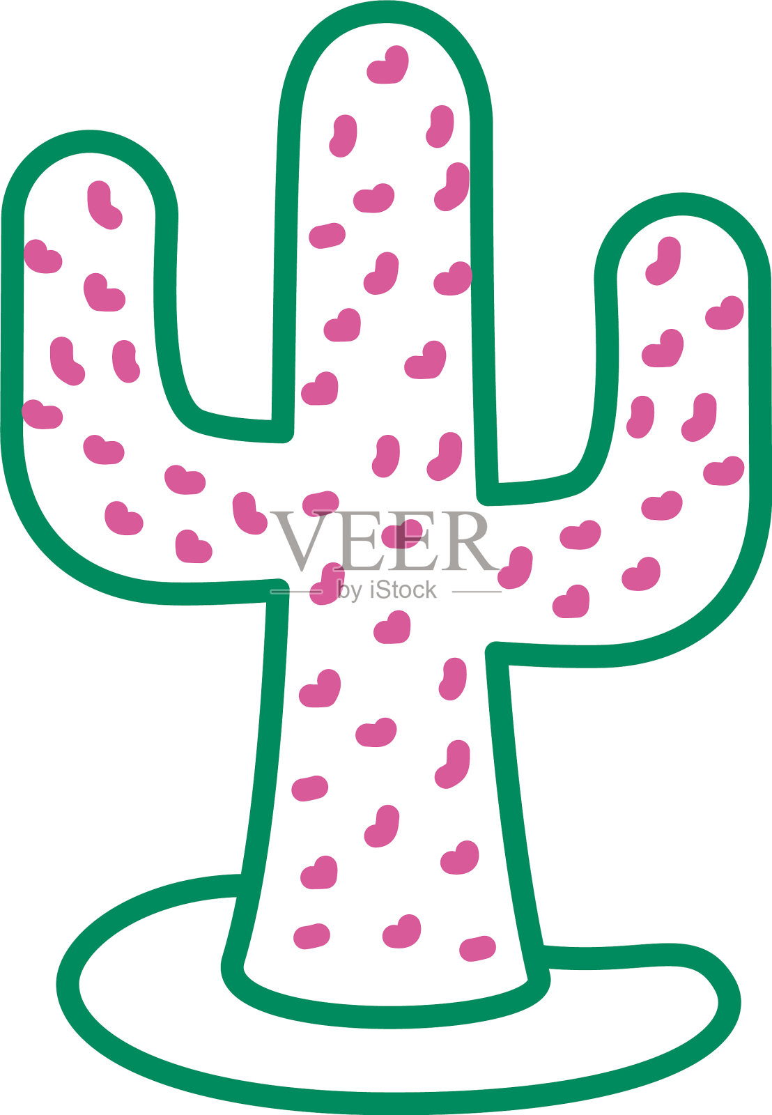 仙人掌墨西哥植物线条风格图标设计元素图片