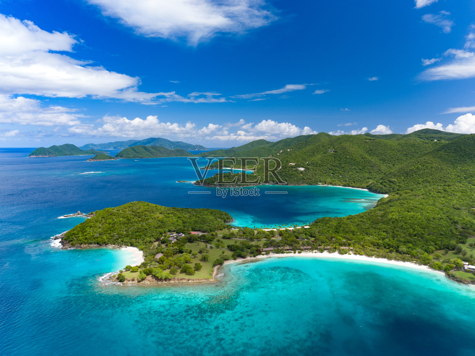 caneel湾和圣约翰北岸的鸟瞰图照片摄影图片