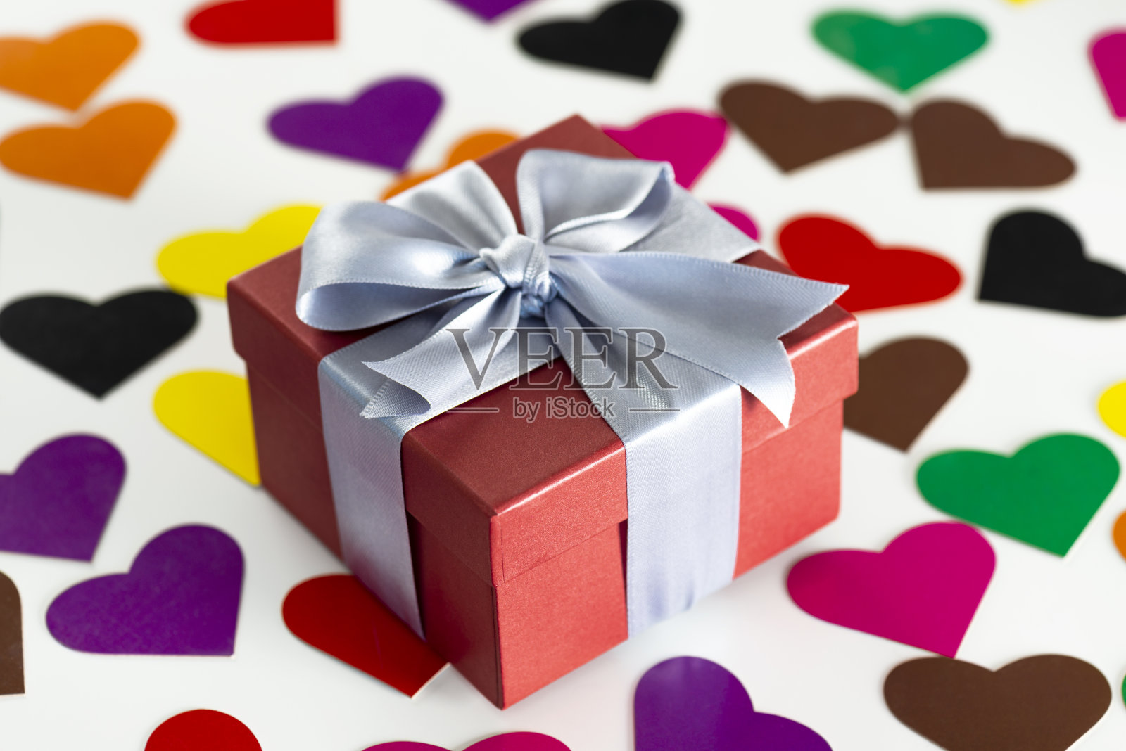 礼盒和心形照片摄影图片