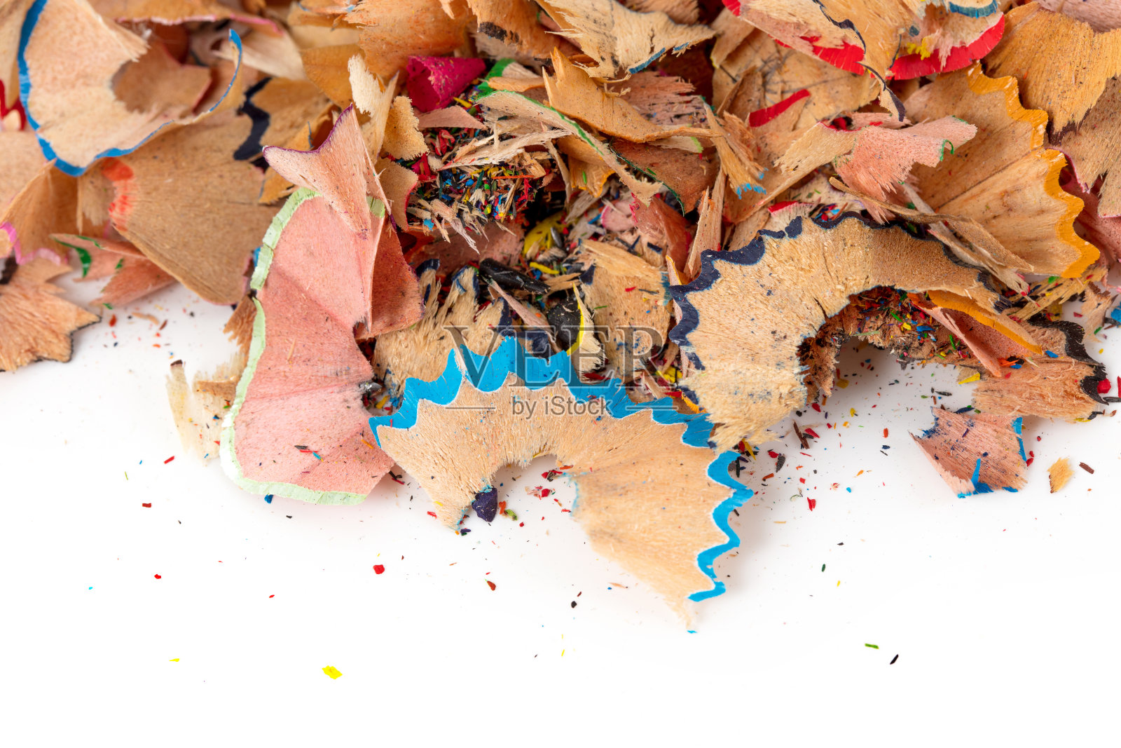 削尖的彩色铅笔屑照片摄影图片